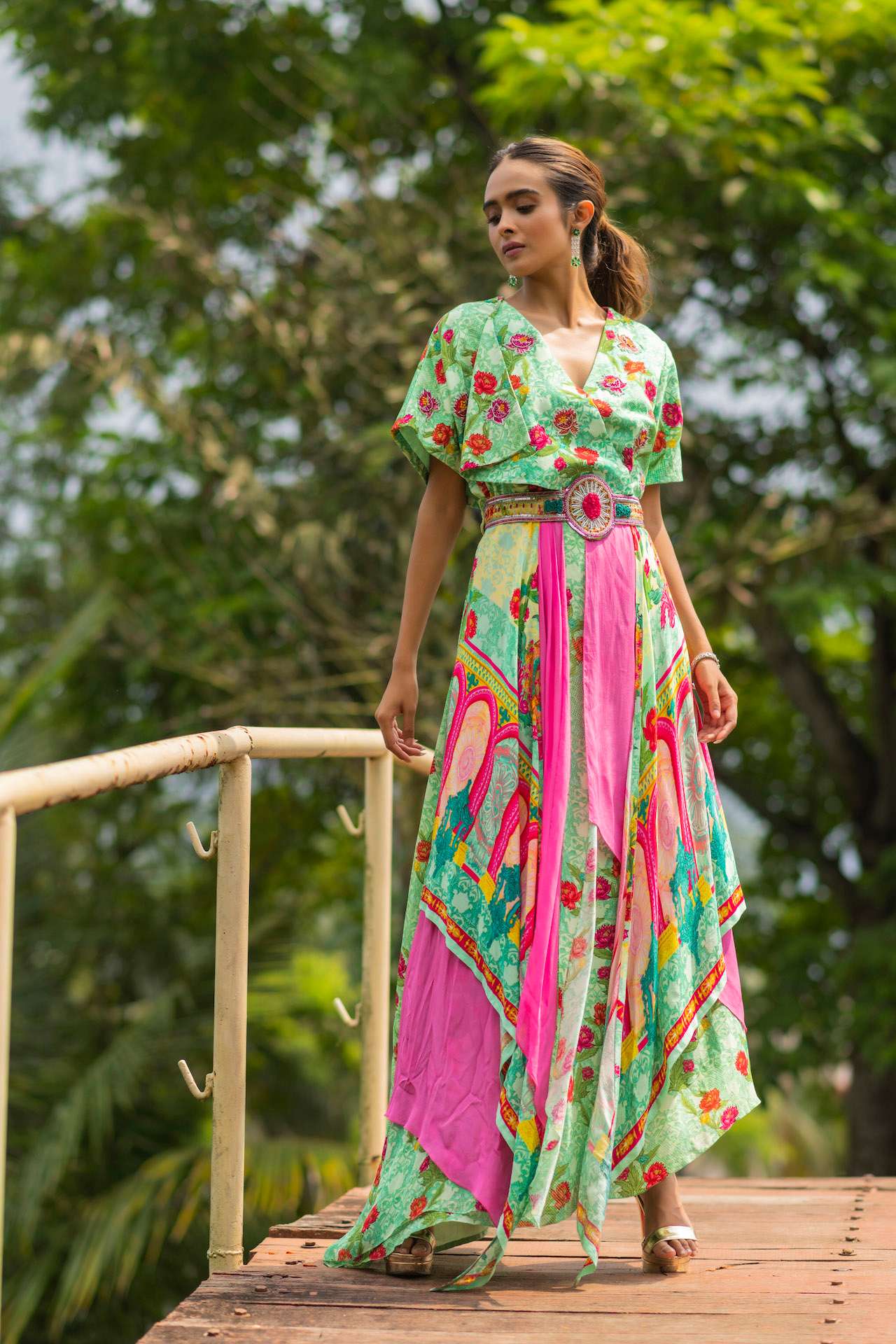 Printed Layered Maxi Dress | NNikita Bajoria