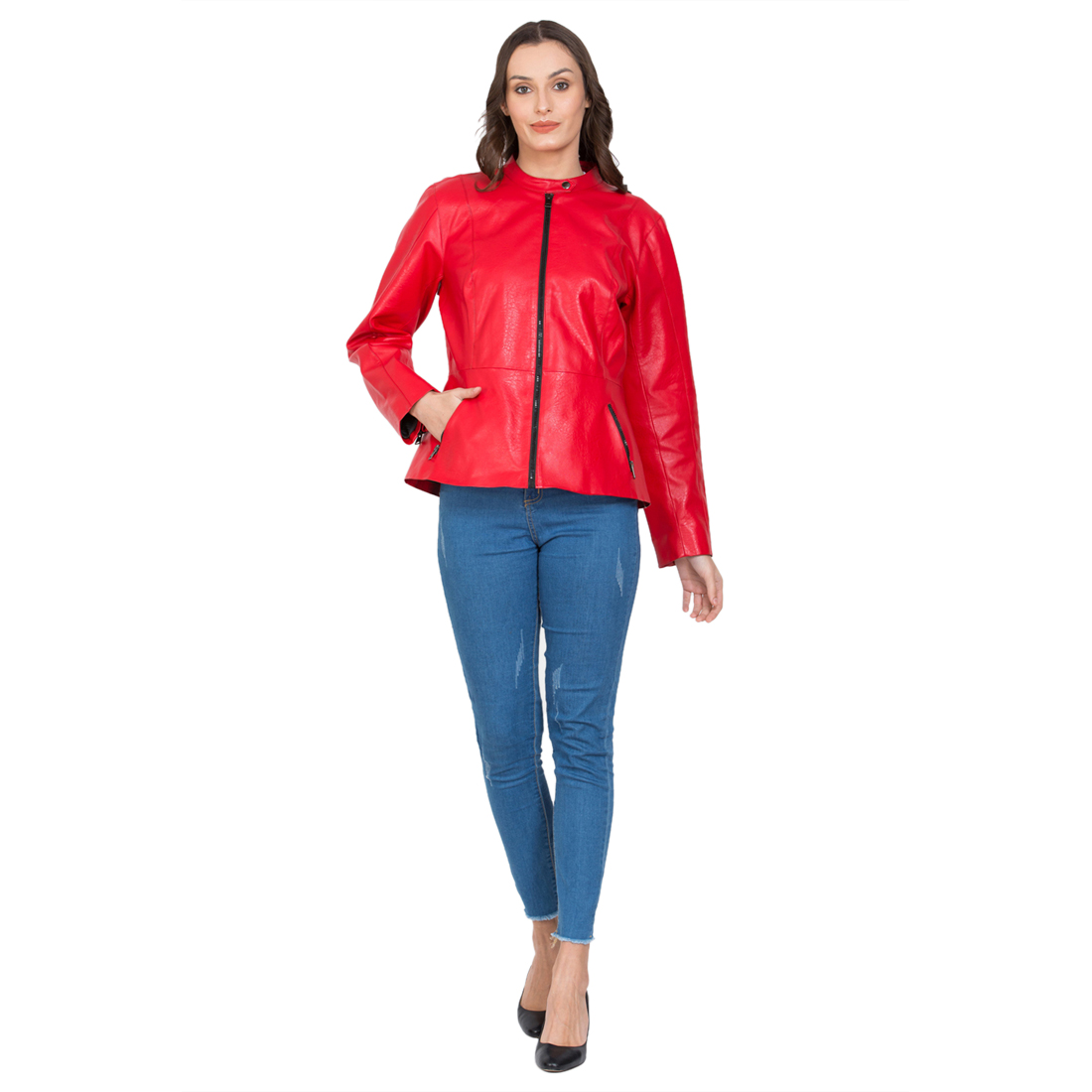 JUSTANNED PEPLUM WOMEN LEATHER JACKET
