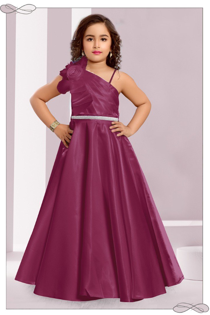Albion Kids Girls Ethinic Purple Gown