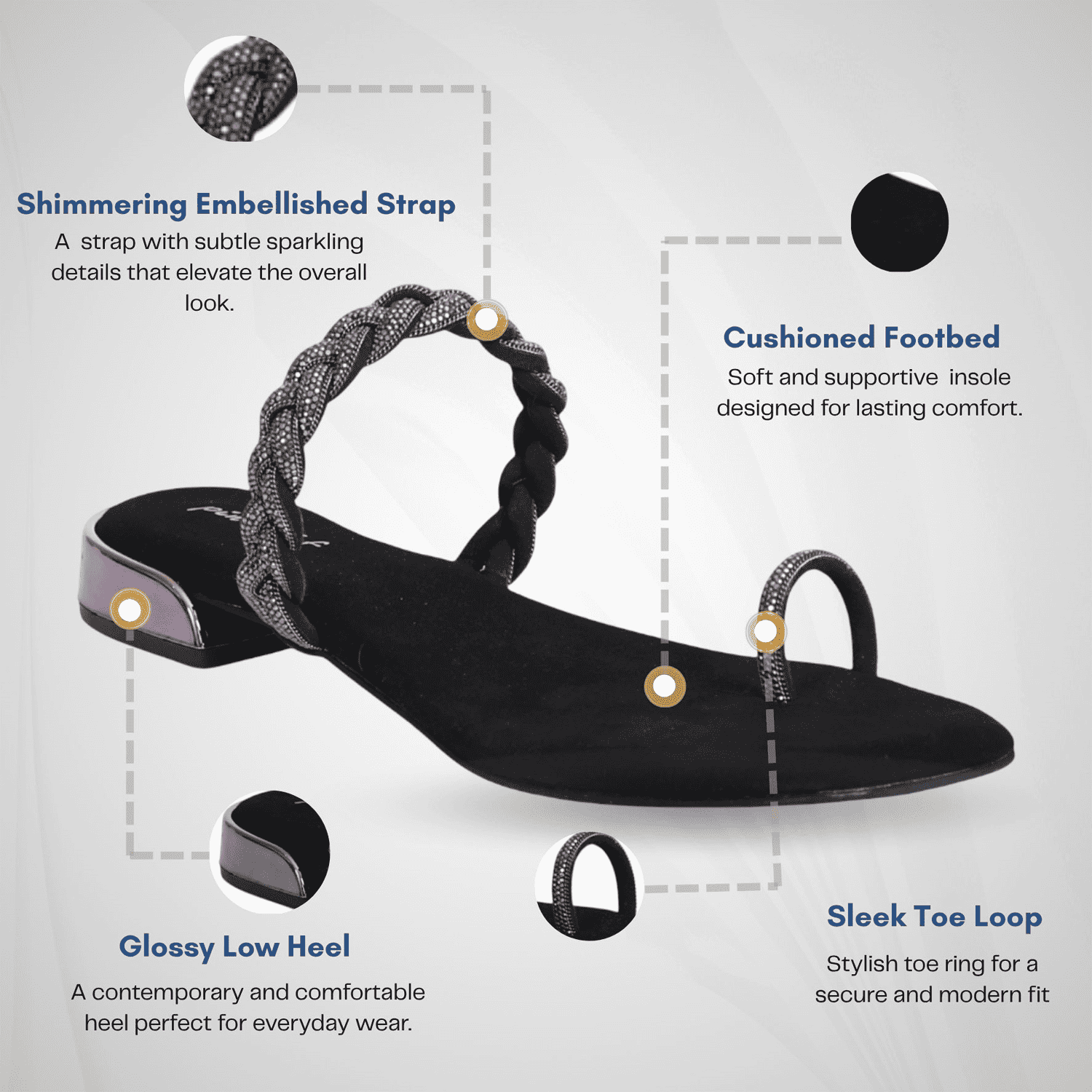 Women's Black Orbit Braided Flats