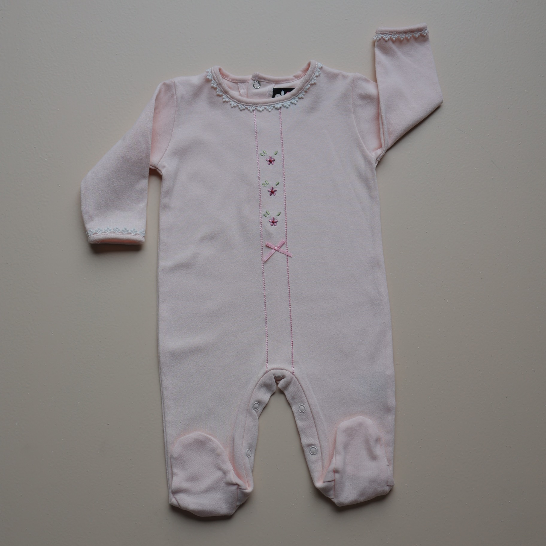 Rosy Bloom Lace Baby Romper