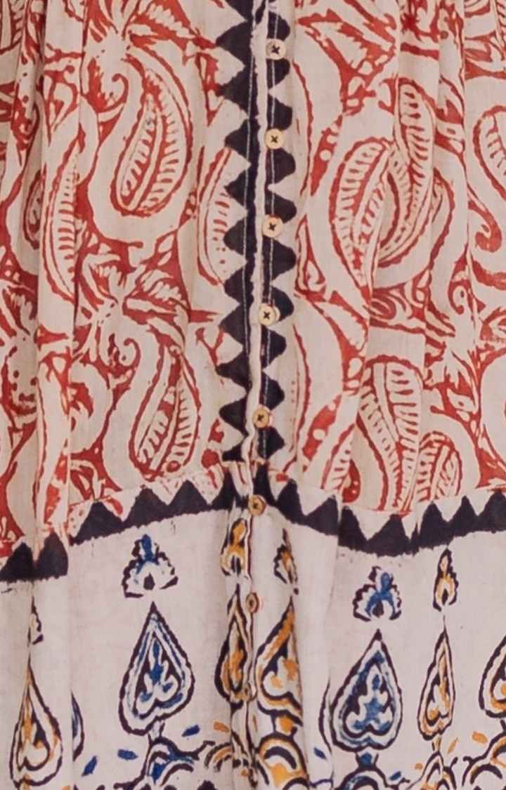 Women's Multi Cotton Printed Fit & Flare Dress