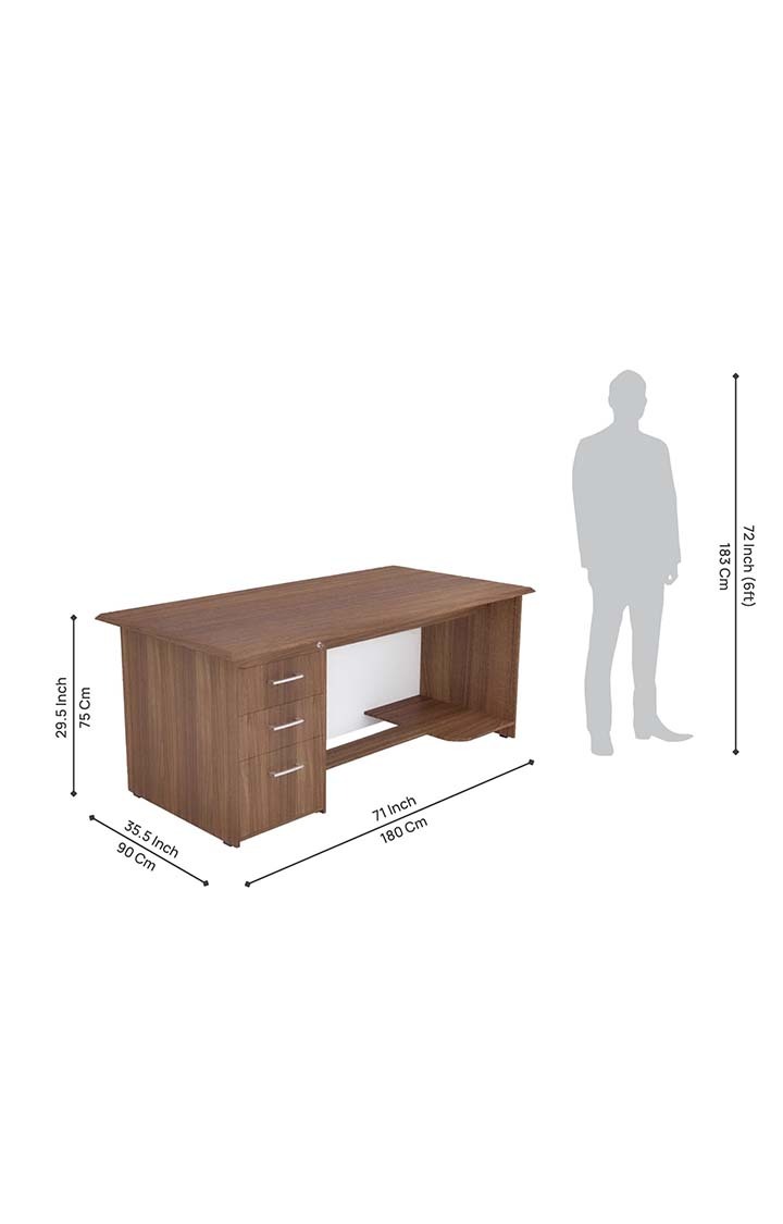 Madison Executive Desk In Leon Teak Finish With File Cabinet And Pedestal