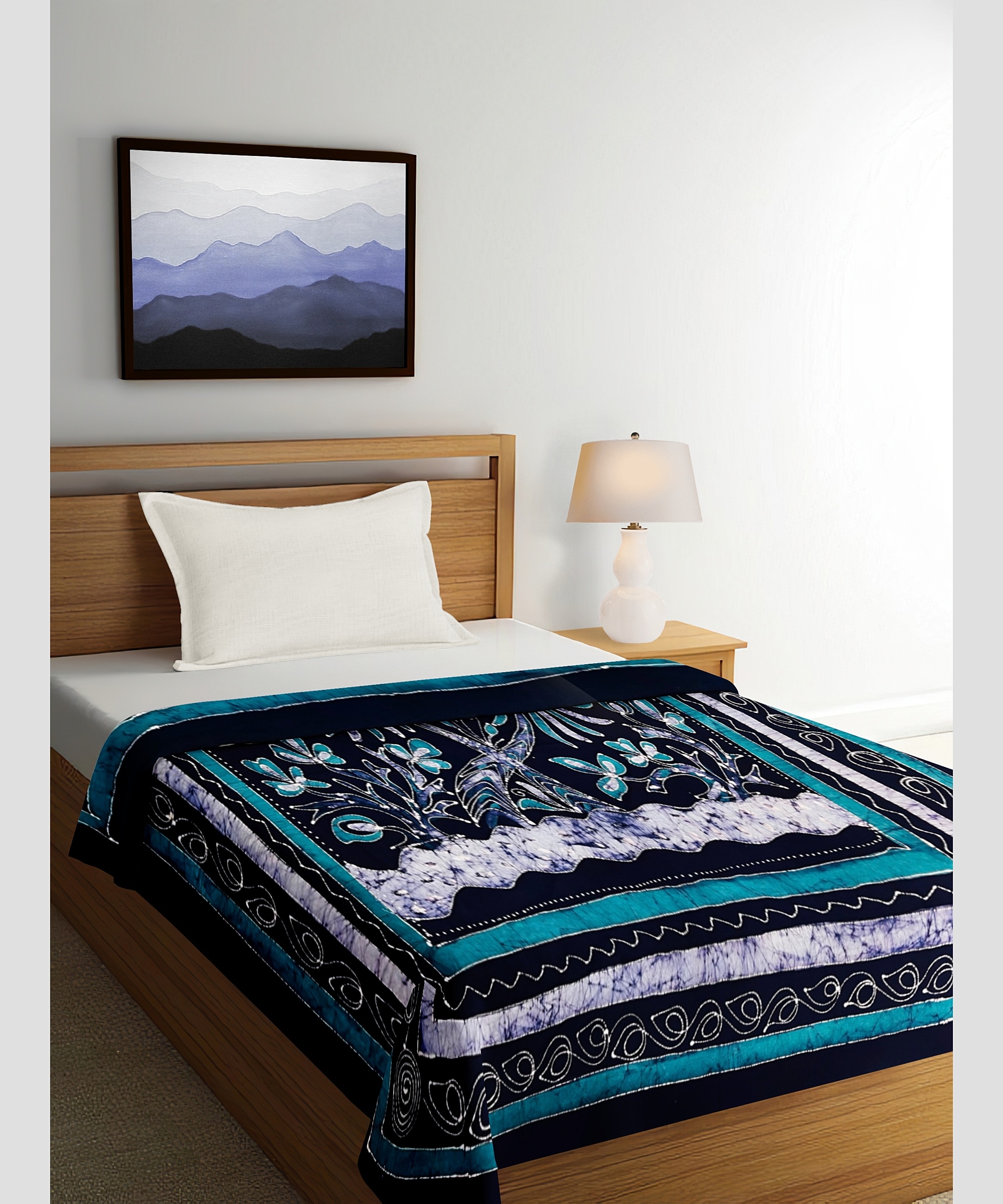 Boria Bistar | Batik Printed Cotton Double Bedsheet|1