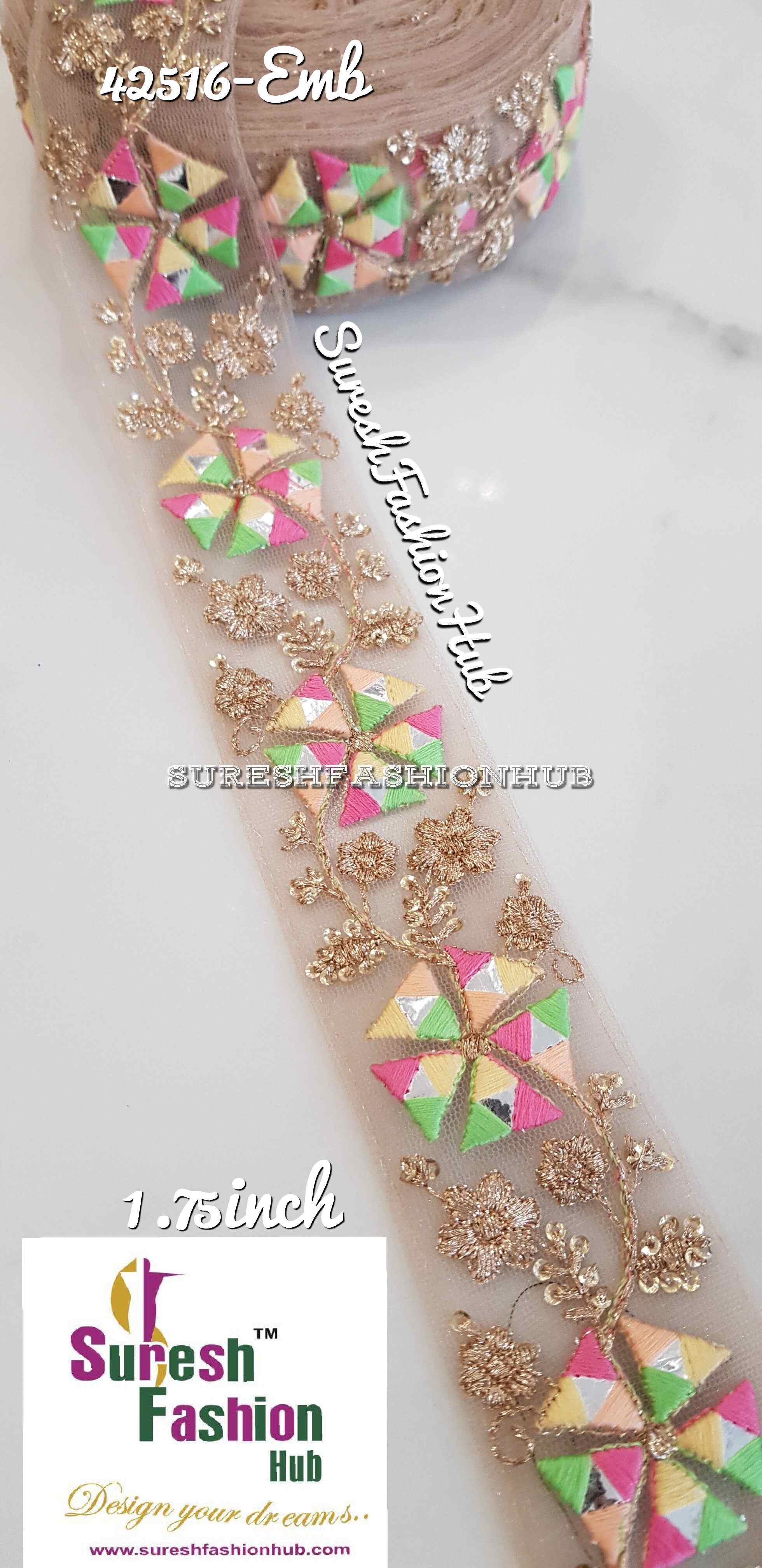 Multicolor Zari Mirage Mirror Embroidered designer Trim