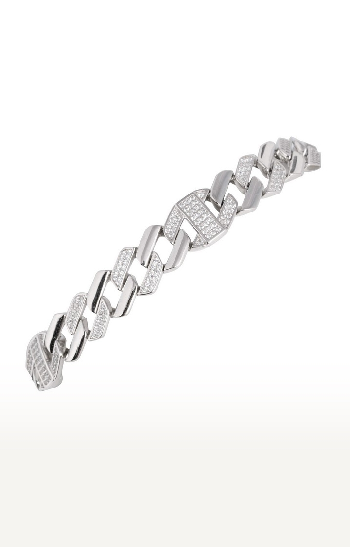 CZ Studded Silver Bracelet