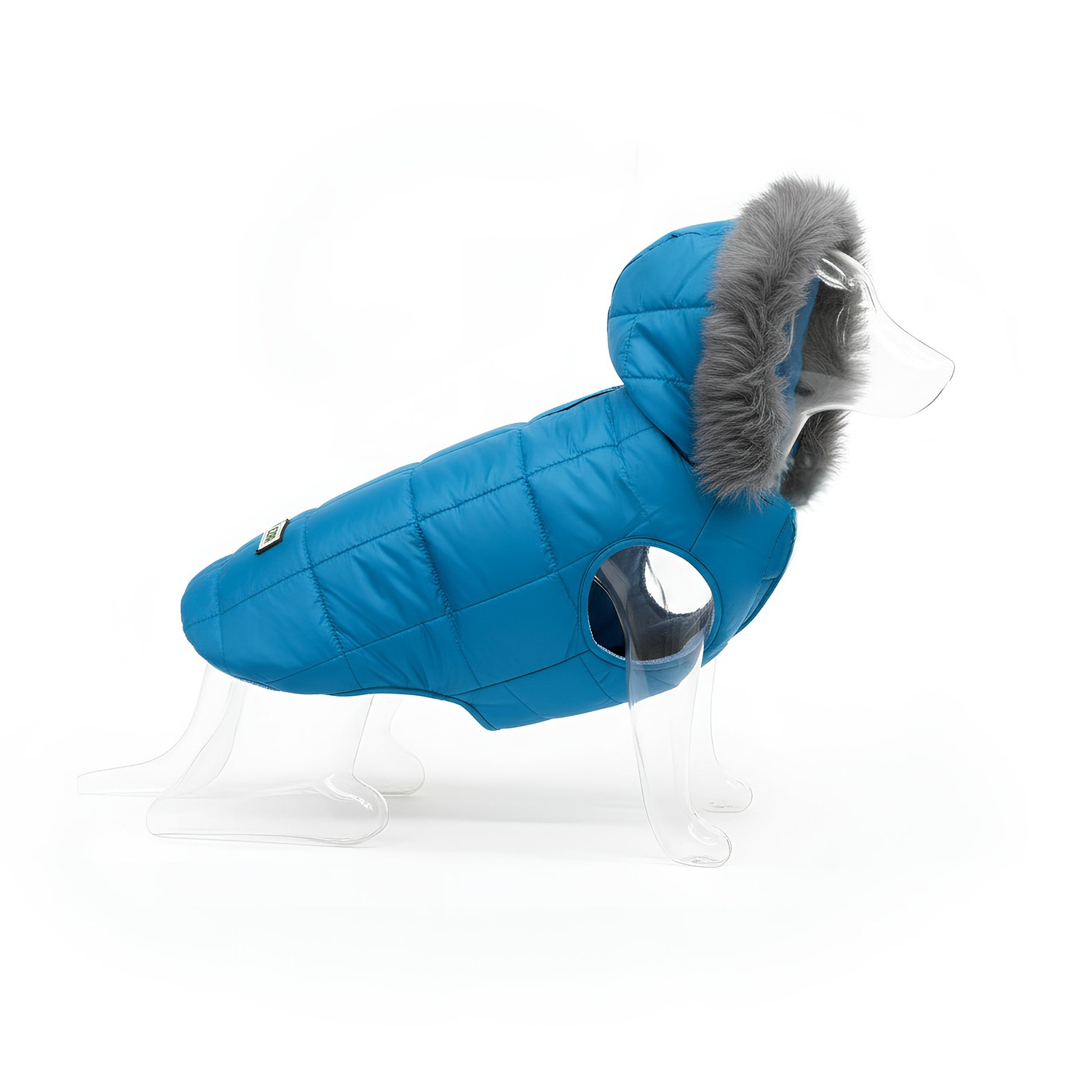 Ezra Fur Winter Jacket for Dogs, Cozy, Ultra Warm, and Water Resistant with Velcro Closure (Blue)