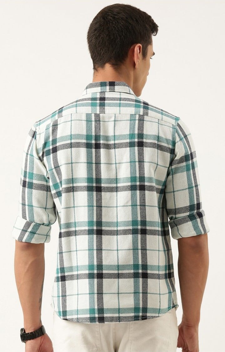 Men's Green Checked Casual Shirt