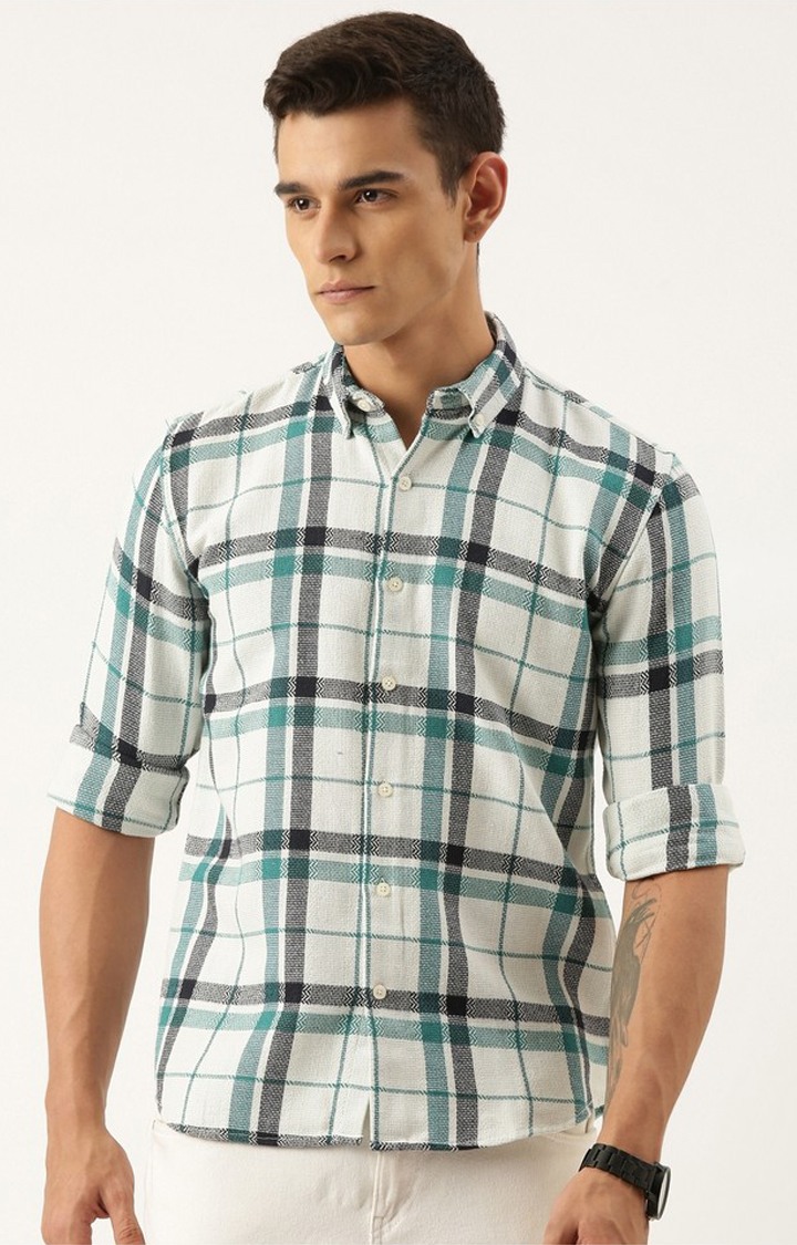 Men's Green Checked Casual Shirt