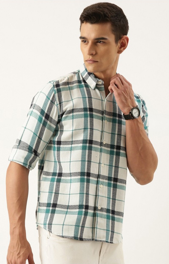 Men's Green Checked Casual Shirt