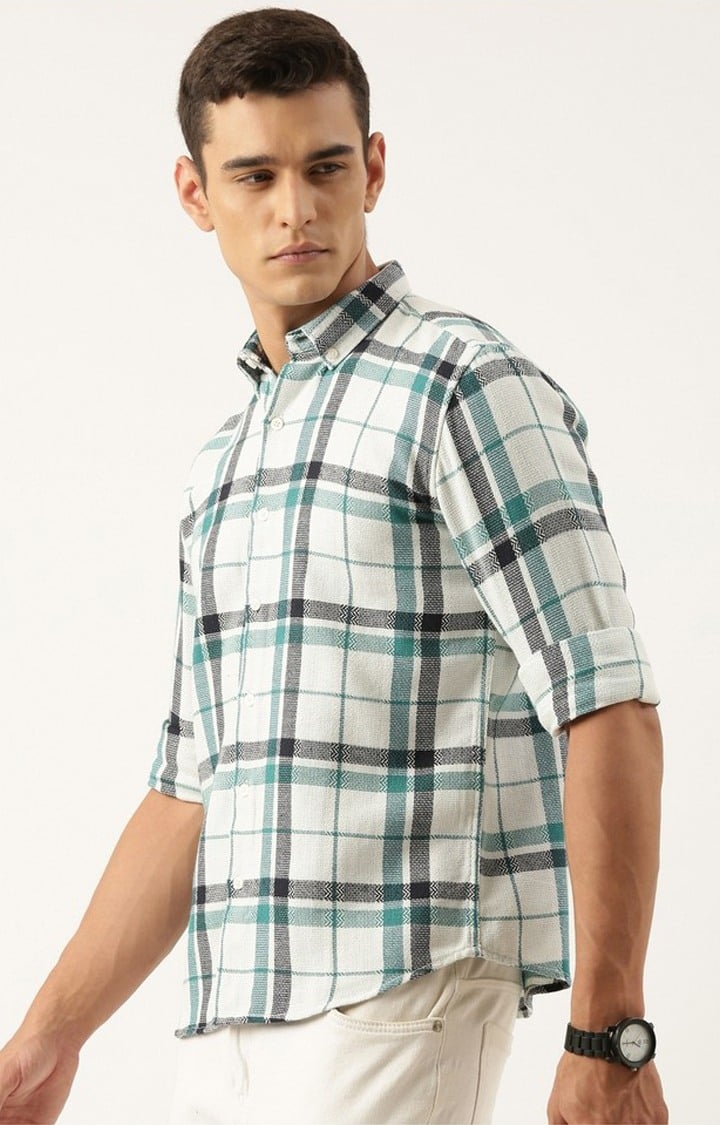 Men's Green Checked Casual Shirt