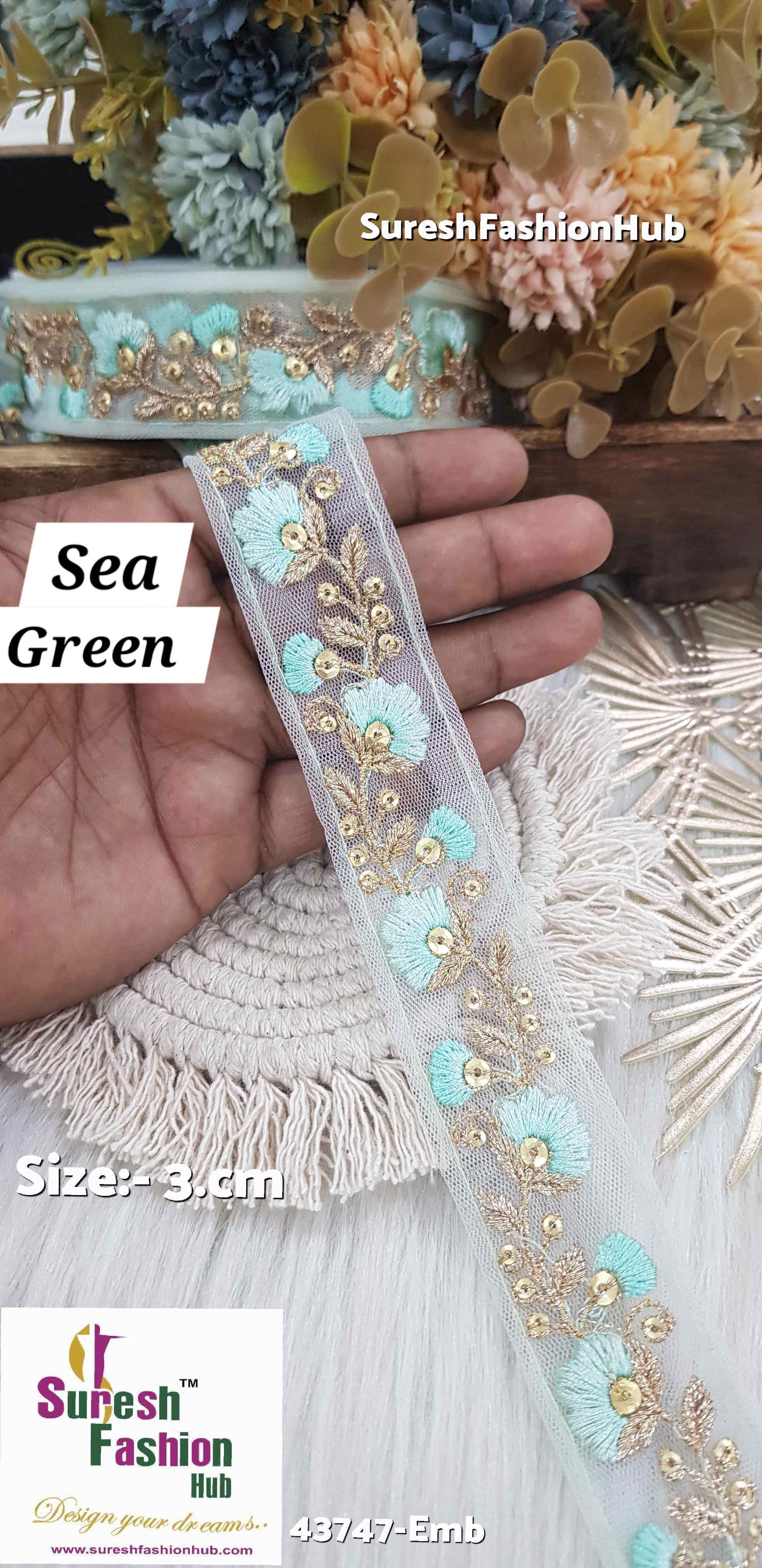 Sea Green Serenade Embroidery Lace