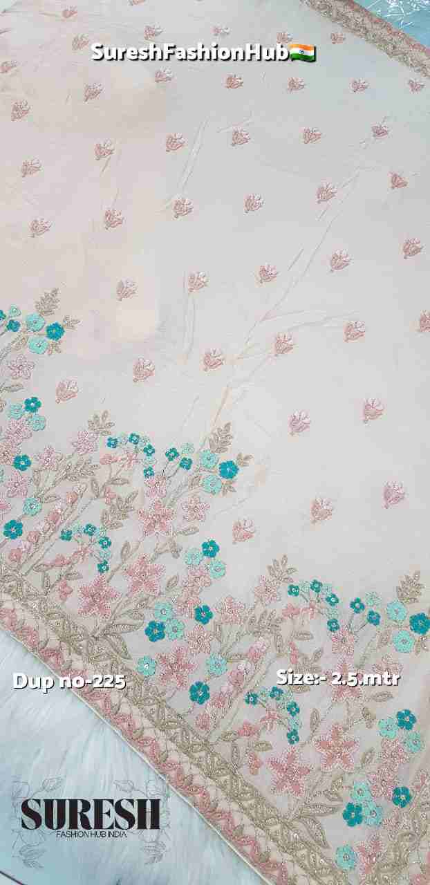 Peach Floral Zari & Threadwork Georgette Dupatta-225