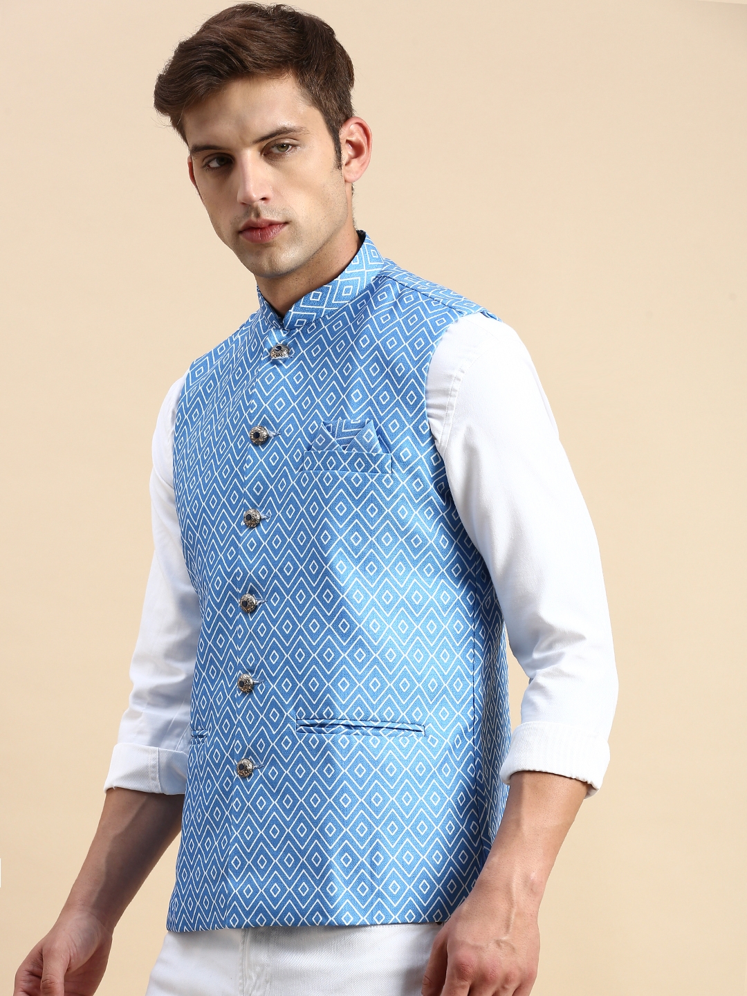 Maharaja Steel Blue Nehru Jacket