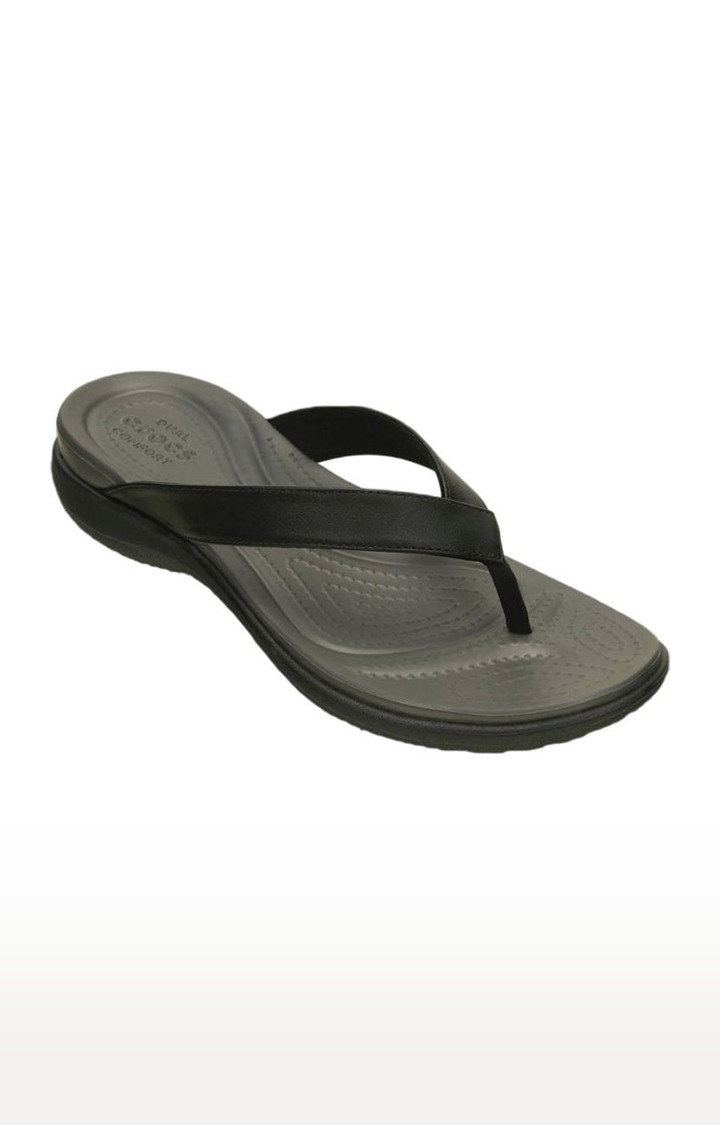 Women's Black Solid Slippers