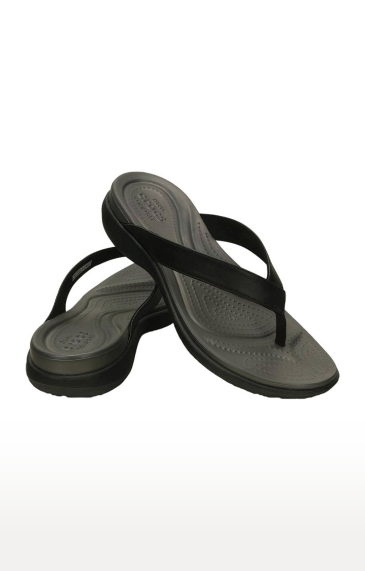 Women's Black Solid Slippers