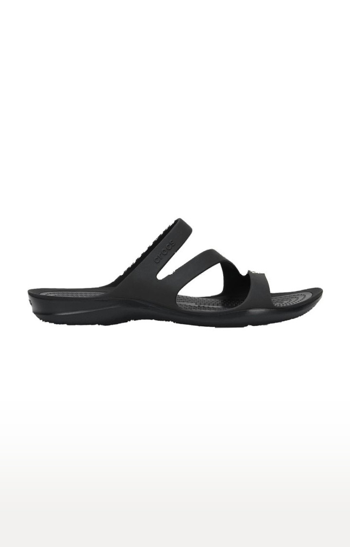 Women's Black Solid Flat Slip-ons