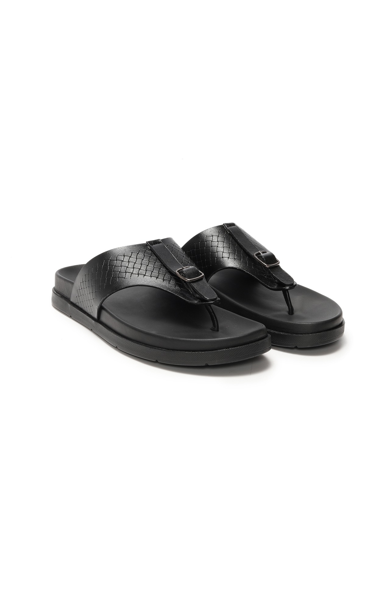 Men Relaxed Fit Black Comfort Slippers