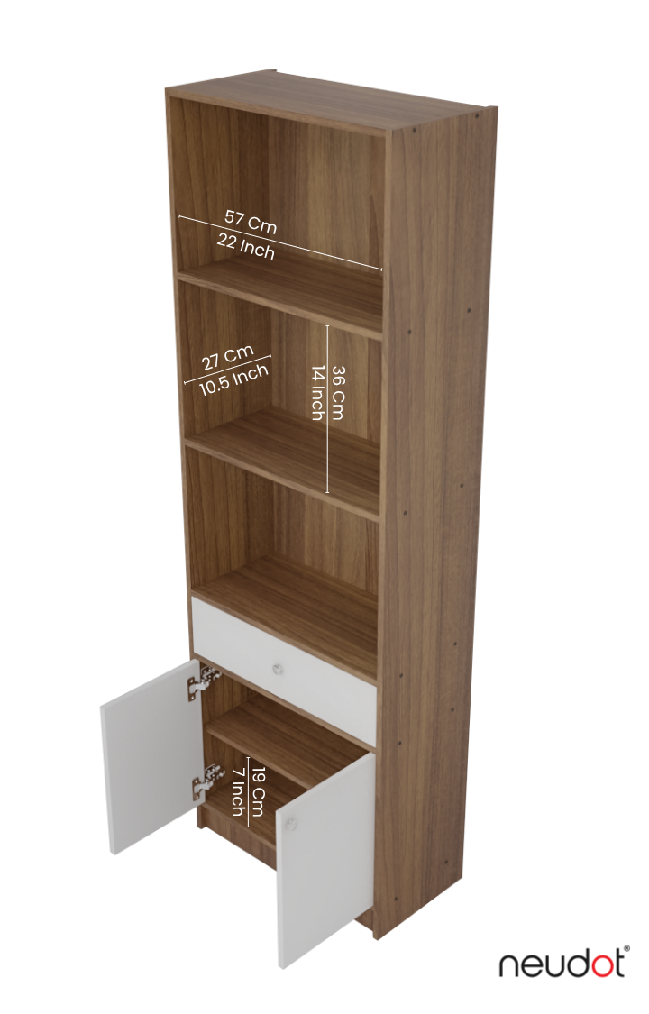 Hugo Bookshelf/Display Unit (With drawer) - Leon Teak & White
