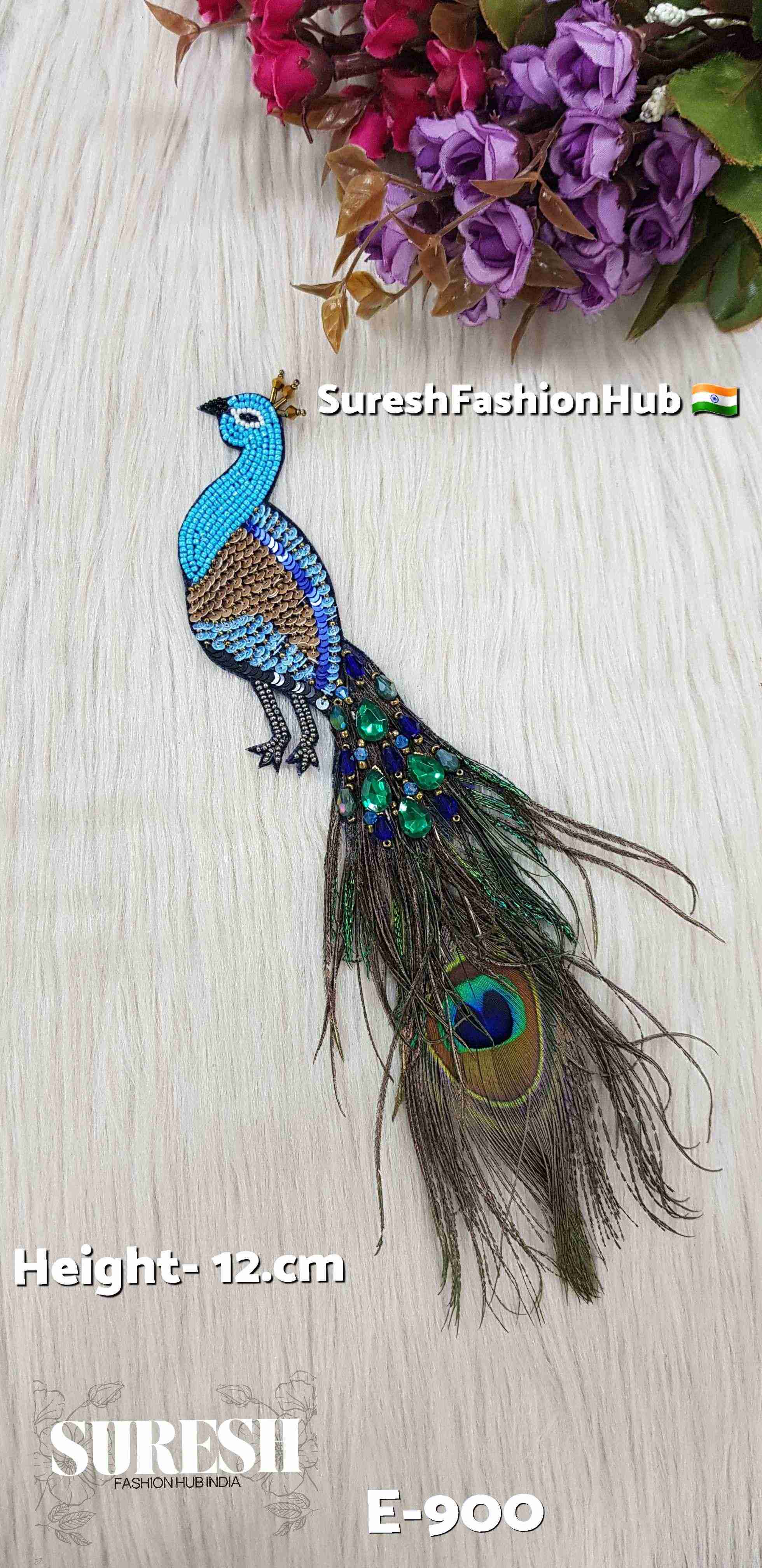 Sky Blue Peacock Patch – Left Facing | E-900