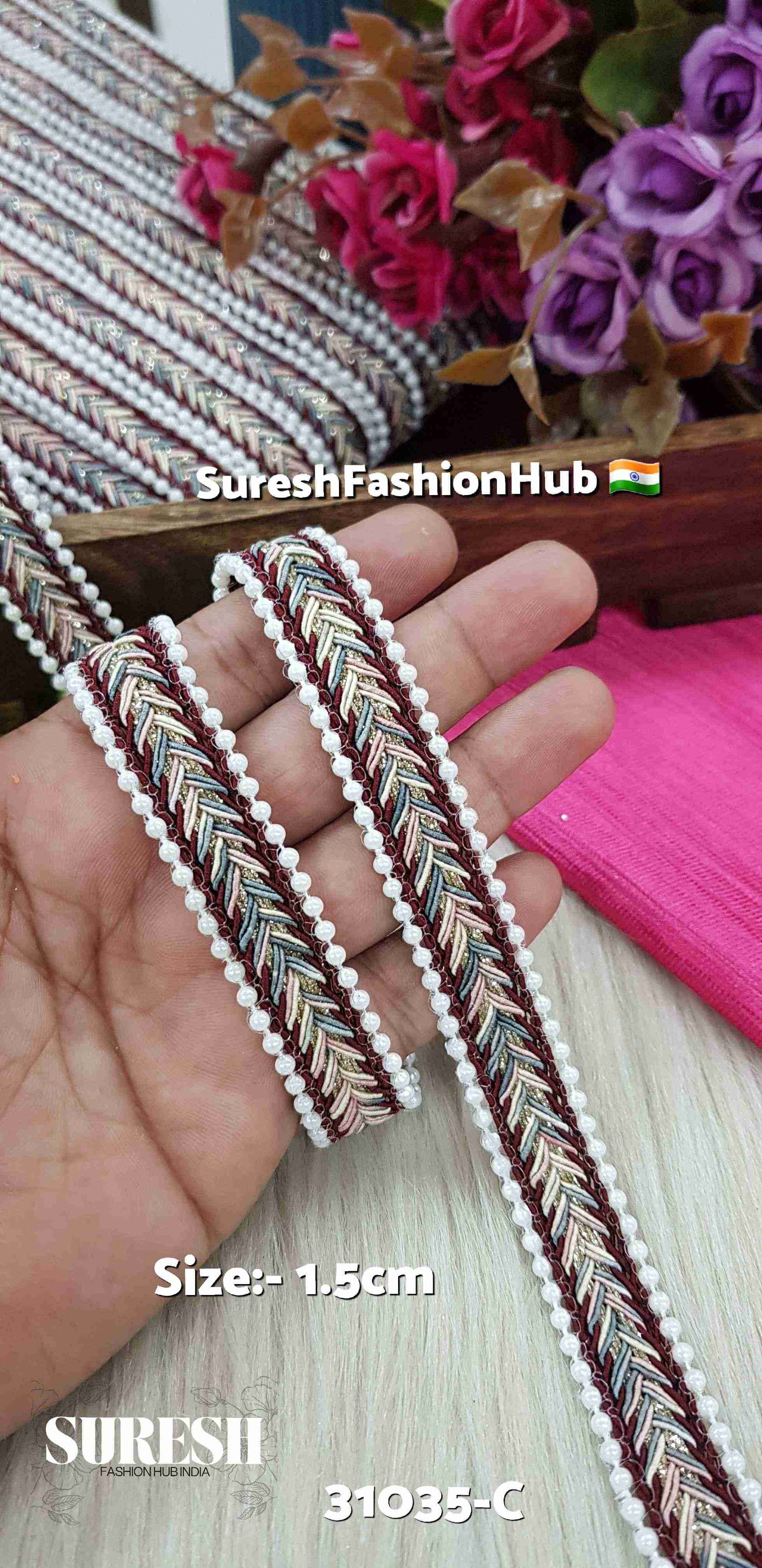 Pearl Moti Jhalar Lace – Maroon | 31035-C