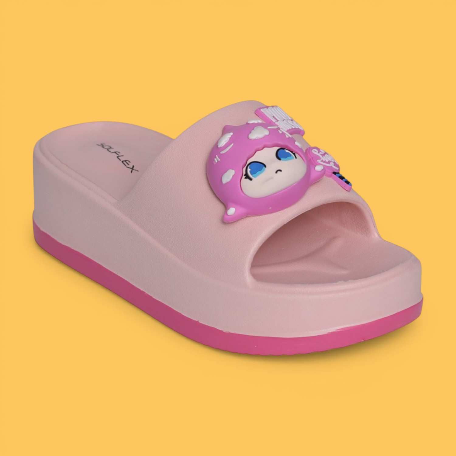 Womens Blush Pink Cartoon Platform Slides