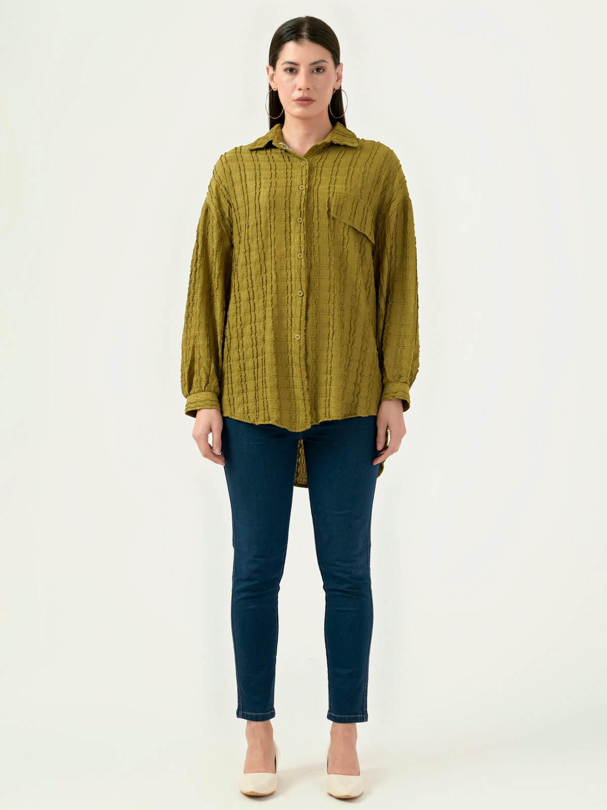Albion Women Smart Premium Mehandi Casual Shirt