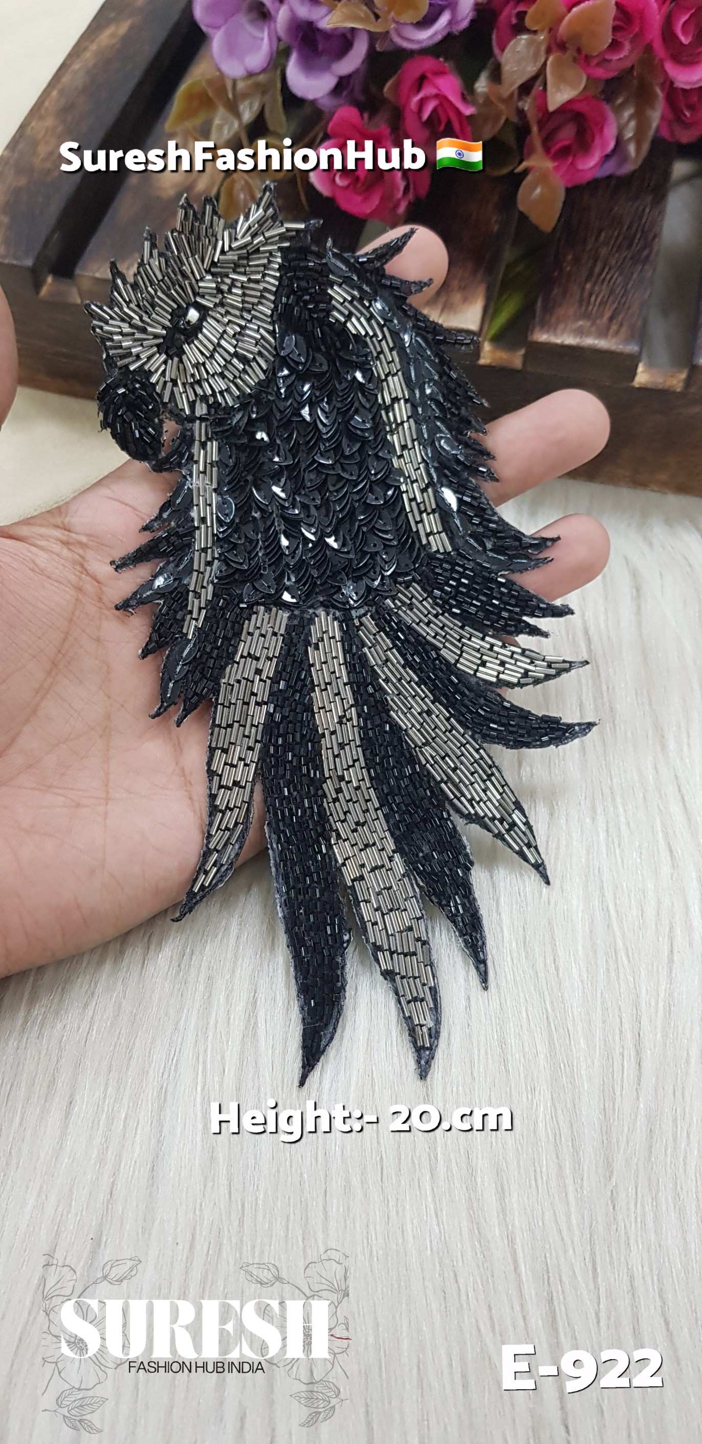 E-922 Chinese Silver with Black Handmade Eagle Patch