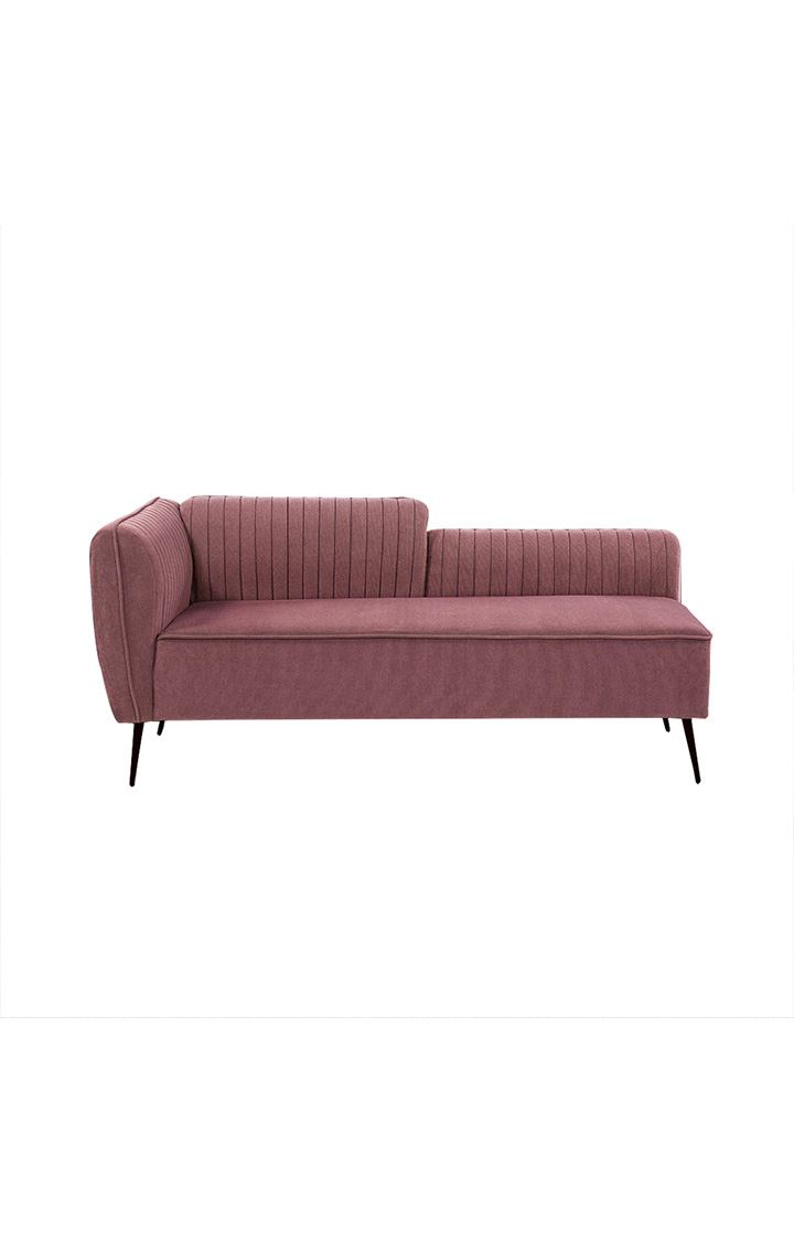 neudot Diva LHS Sofa Chaise Lounger with Black Legs for Living Room|Bedroom|2 Person Sofa|Diwan|Premium Fabric | Solid Wood Frame|2 Seater (Colour : Ceramic Pink (DIY))
