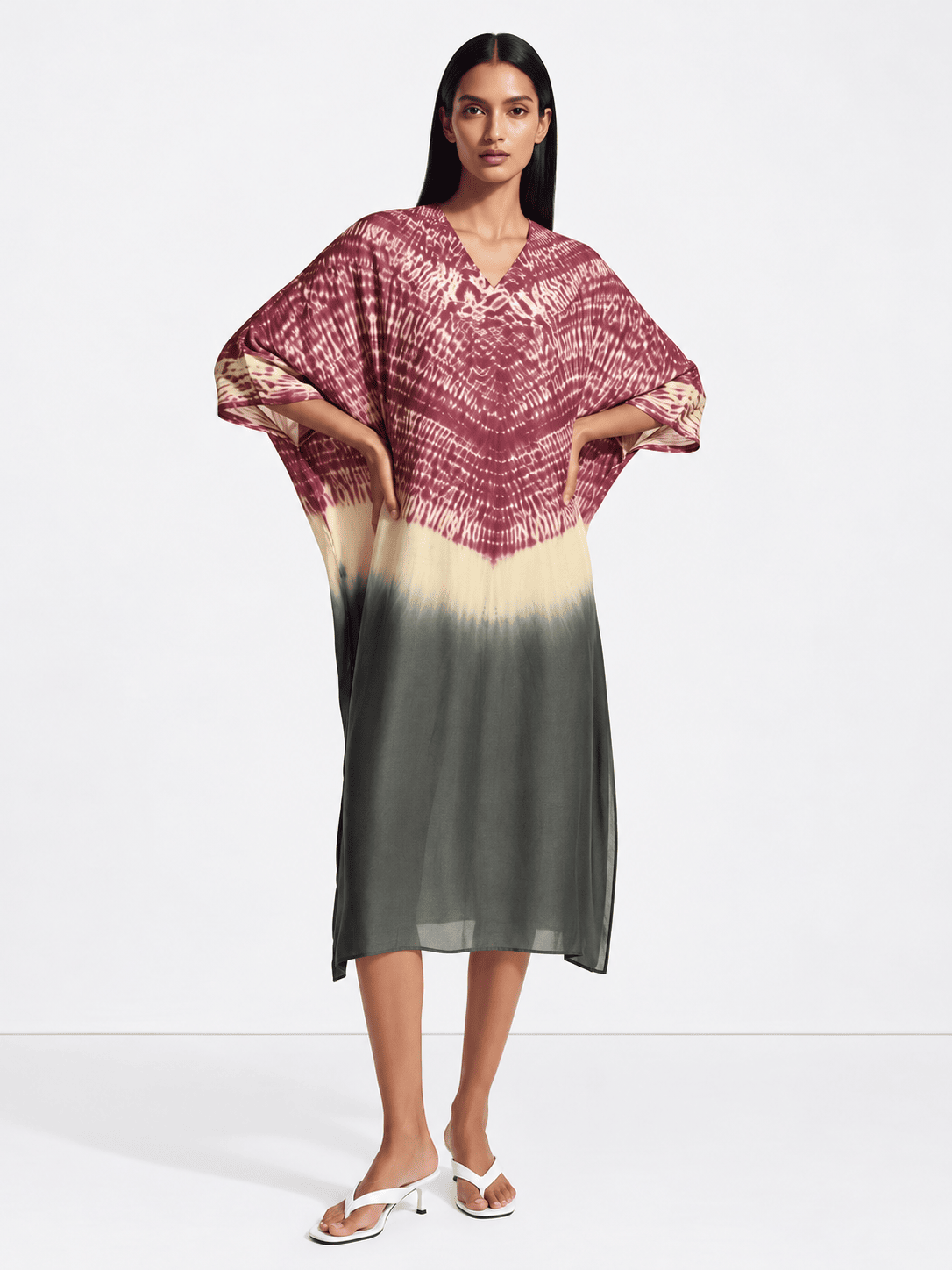 Wine Printed Kaftan