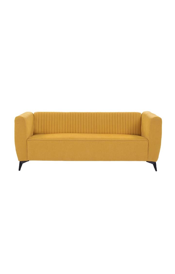 neudot Diva Sofa for Living Room |3 Persons Sofa|Premium Fabric with Cushioned Armrest | Solid Wood Frame|3 Seater in Husky Yellow Color