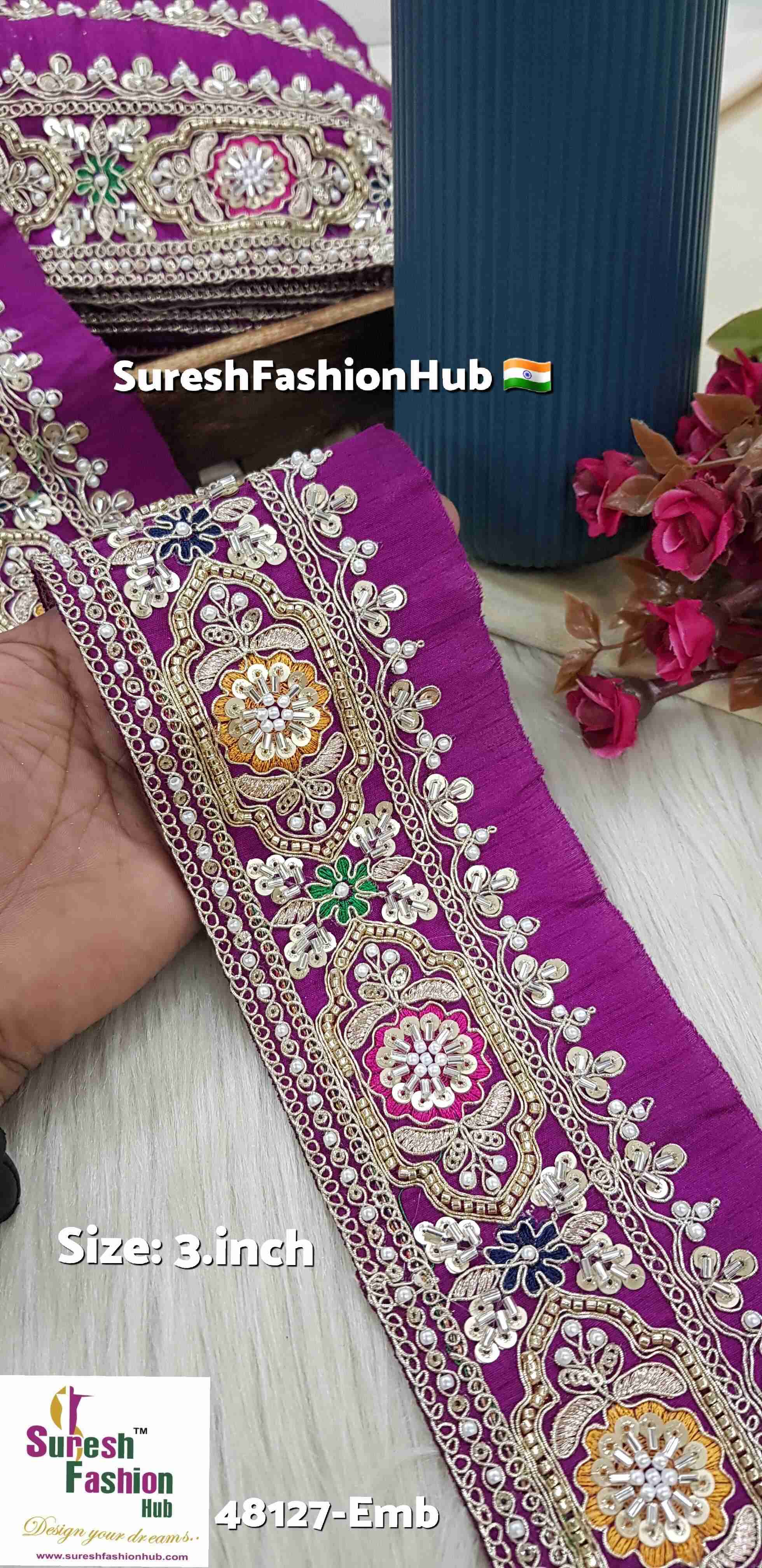 Majestic Floral Purple Embroidery Lace