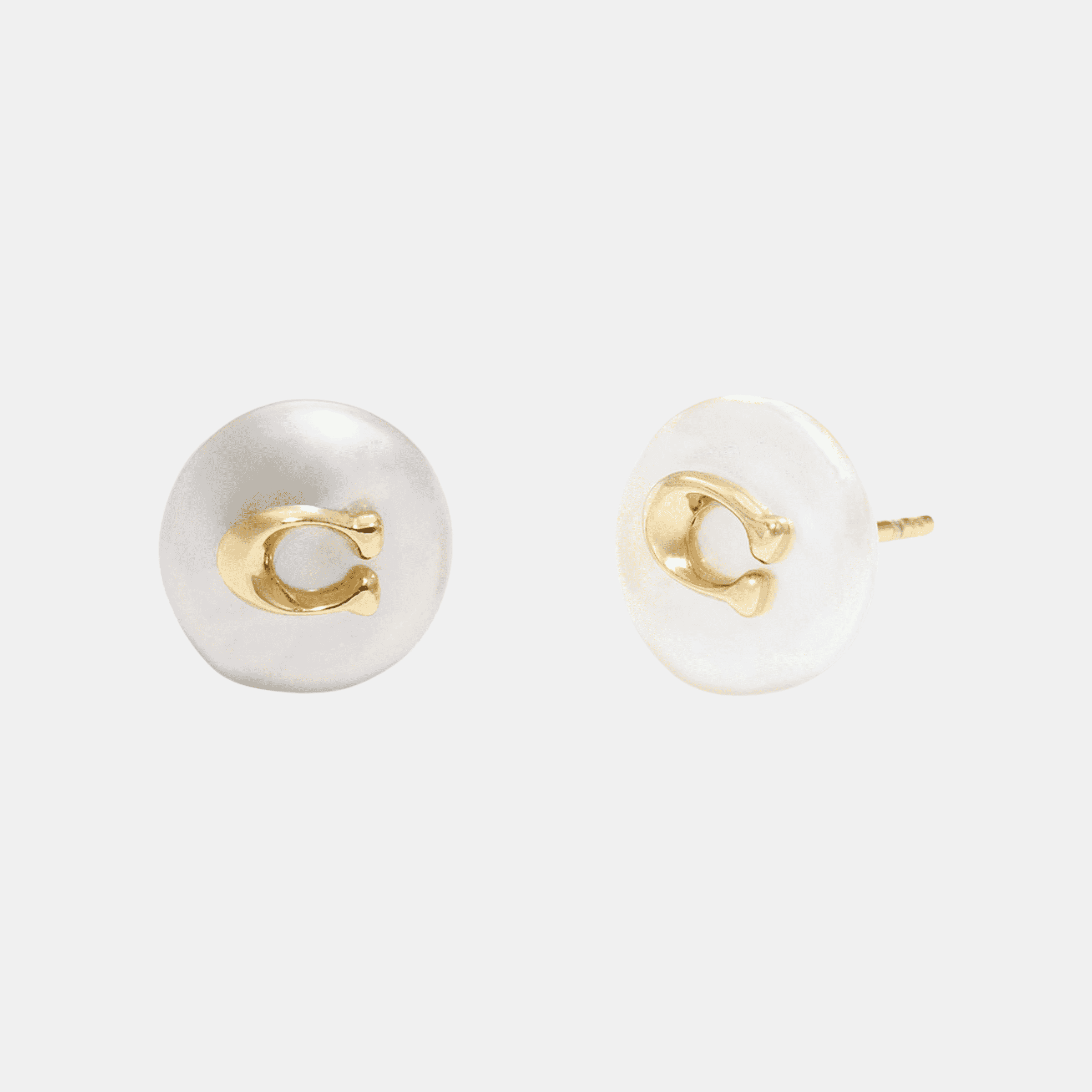 Signature Coin Pearl Stud Earrings