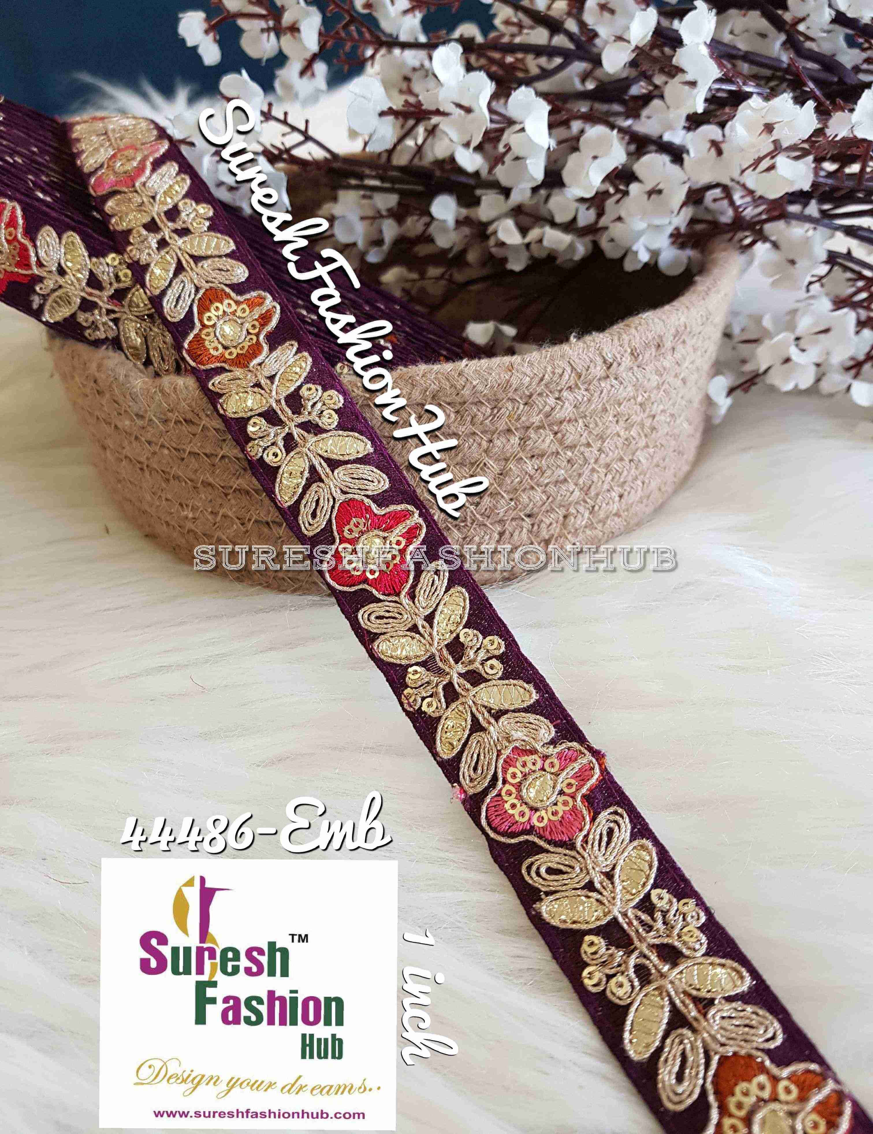Wine Leaves And Flowers Gota Patti Trim