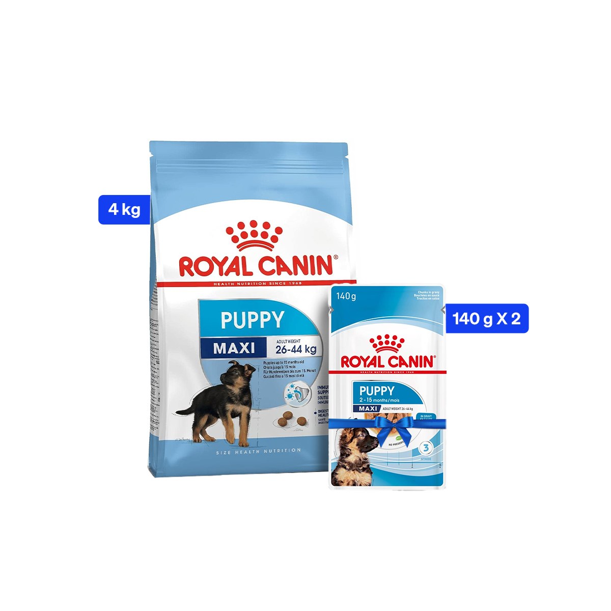 Royal Canin Maxi Puppy Dry Dog Food - 4 Kg + Wet Food