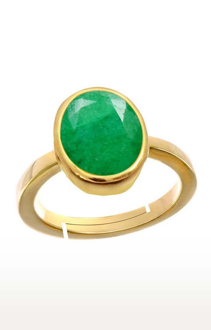 55Carat | Green Gold Plated Emerald Rings 0