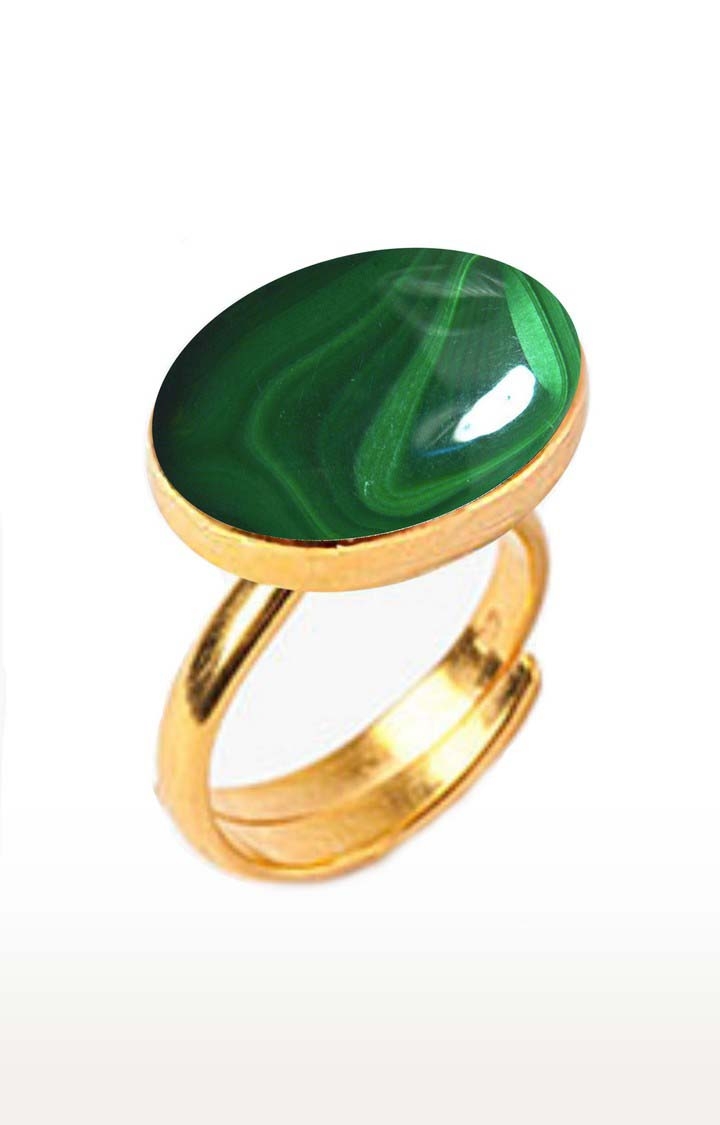 55Carat | Green Gold Plated Malachite Rings 0
