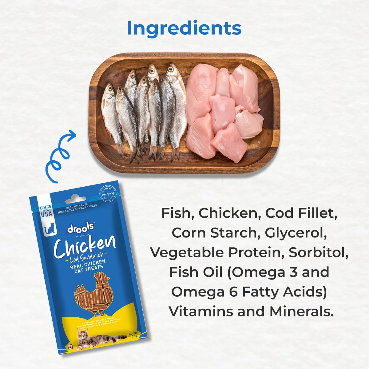 Drools Chicken Cod Sandwich Cat Treats, 35g