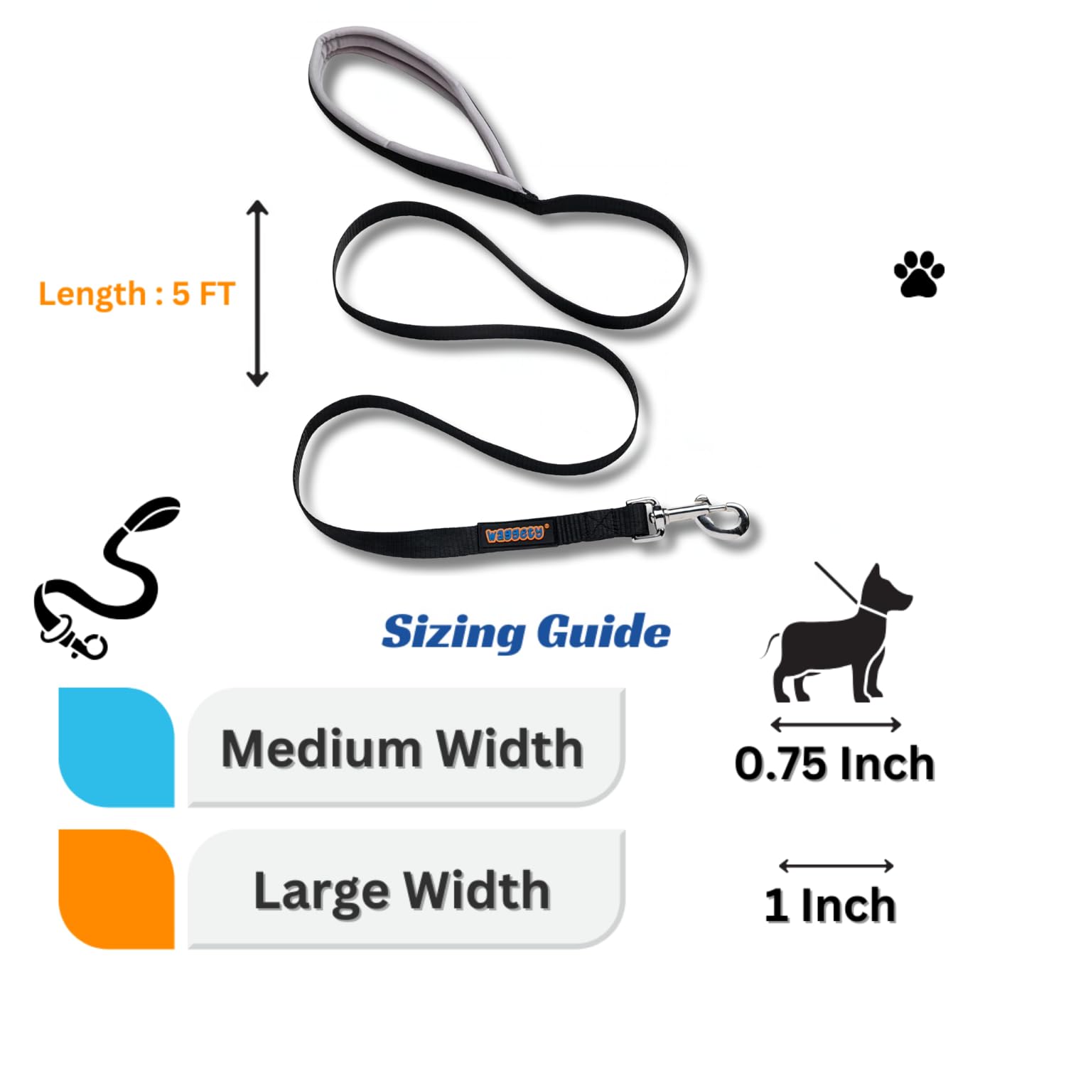 Waggety Dog Leash, Black