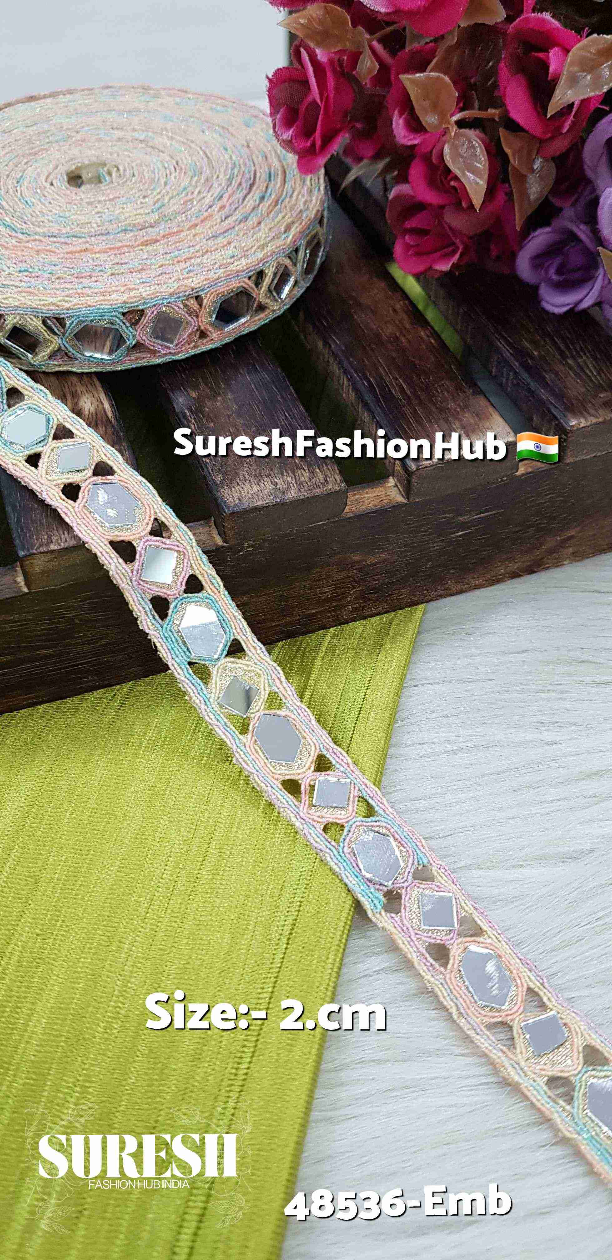 HexaSquare Multicolor Mirror Border – 48536-Emb