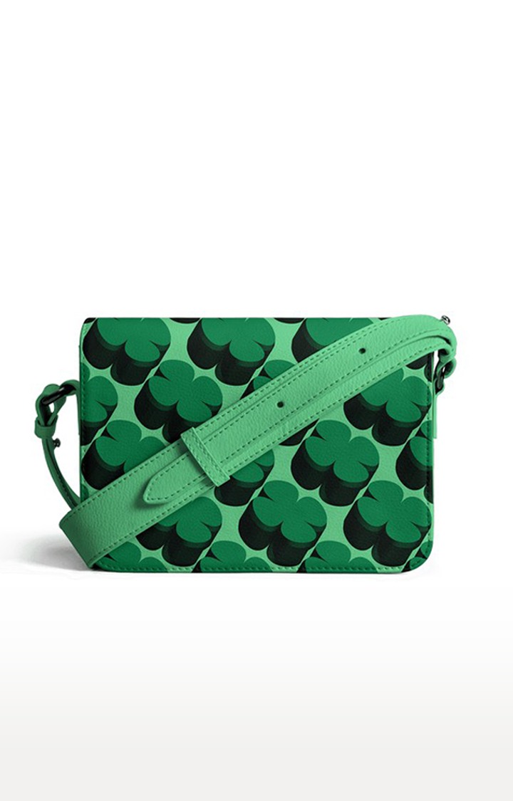 Women's Green Clover Sol Box Sling Bags
