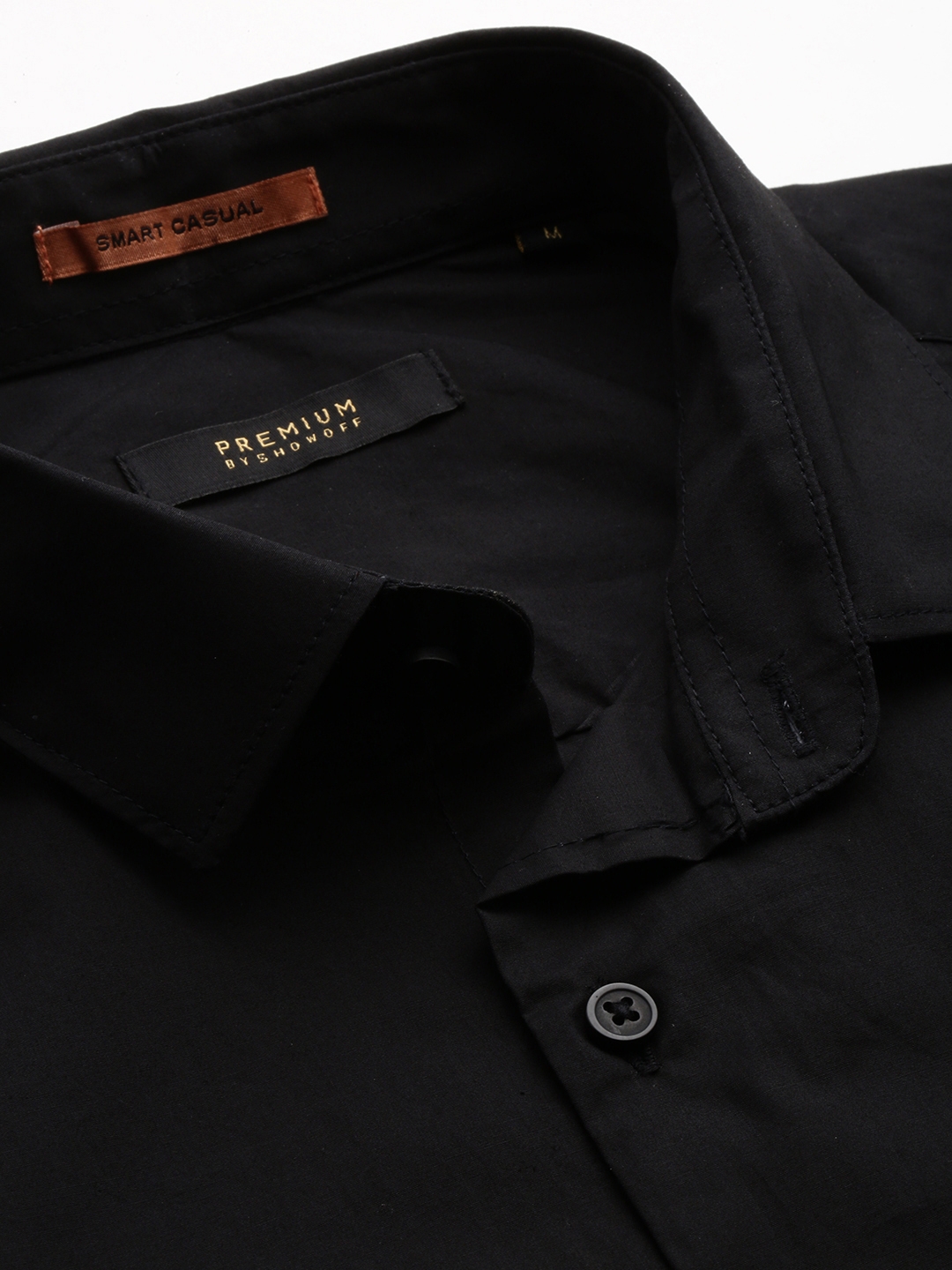 Showoff | SHOWOFF Men's Spread Collar Long Sleeves Printed Black Shirt 5