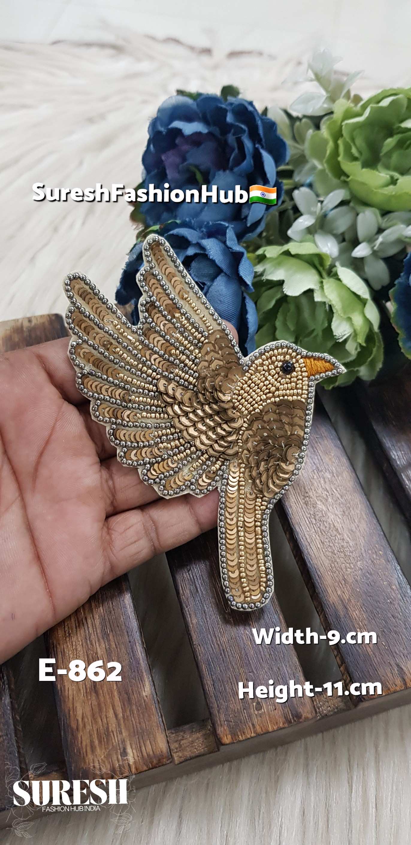 Right Side Facing Matt Gold Dove Patch