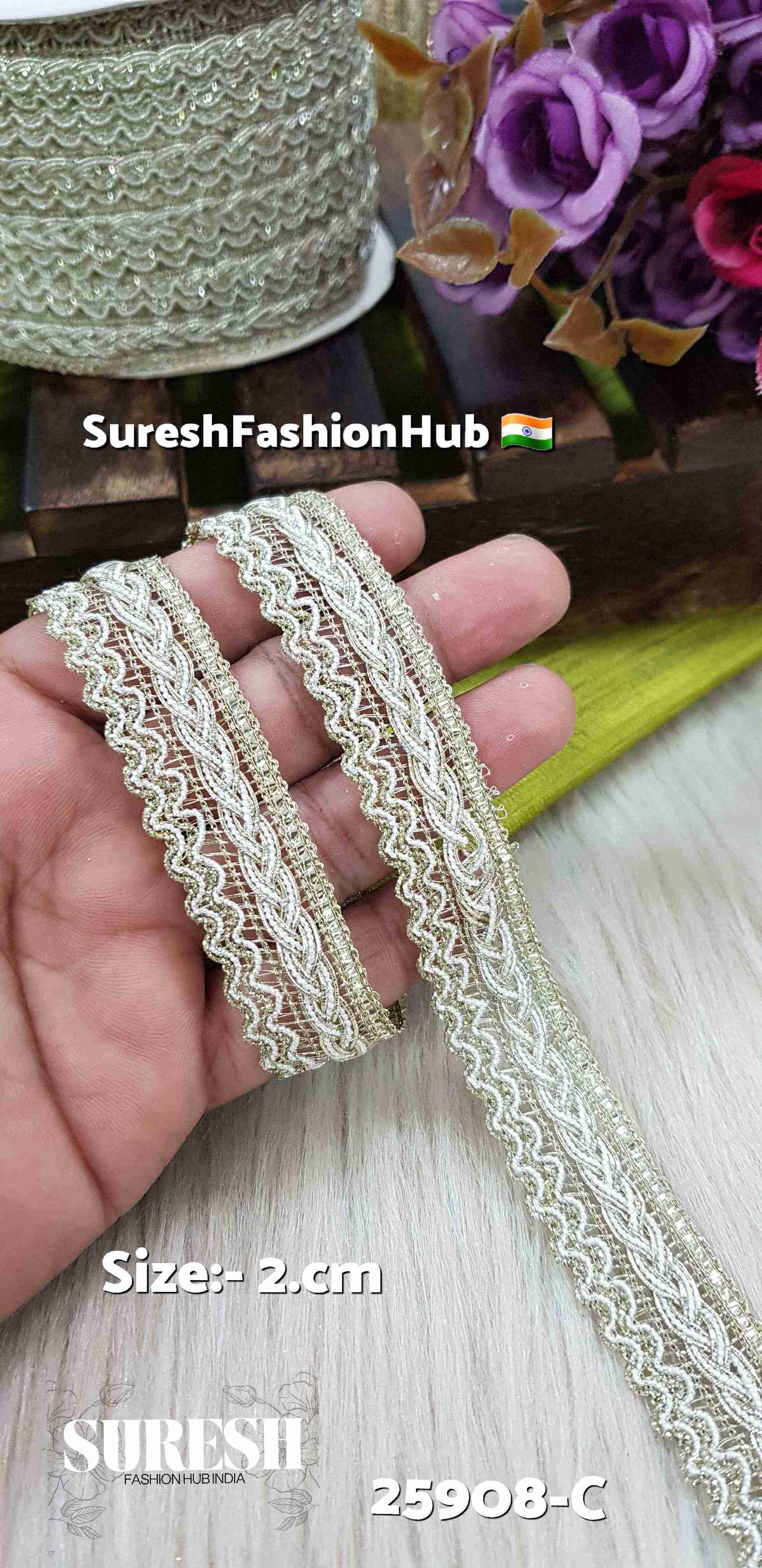 Light Gold Luxe Jhalar Lace – 25908-C