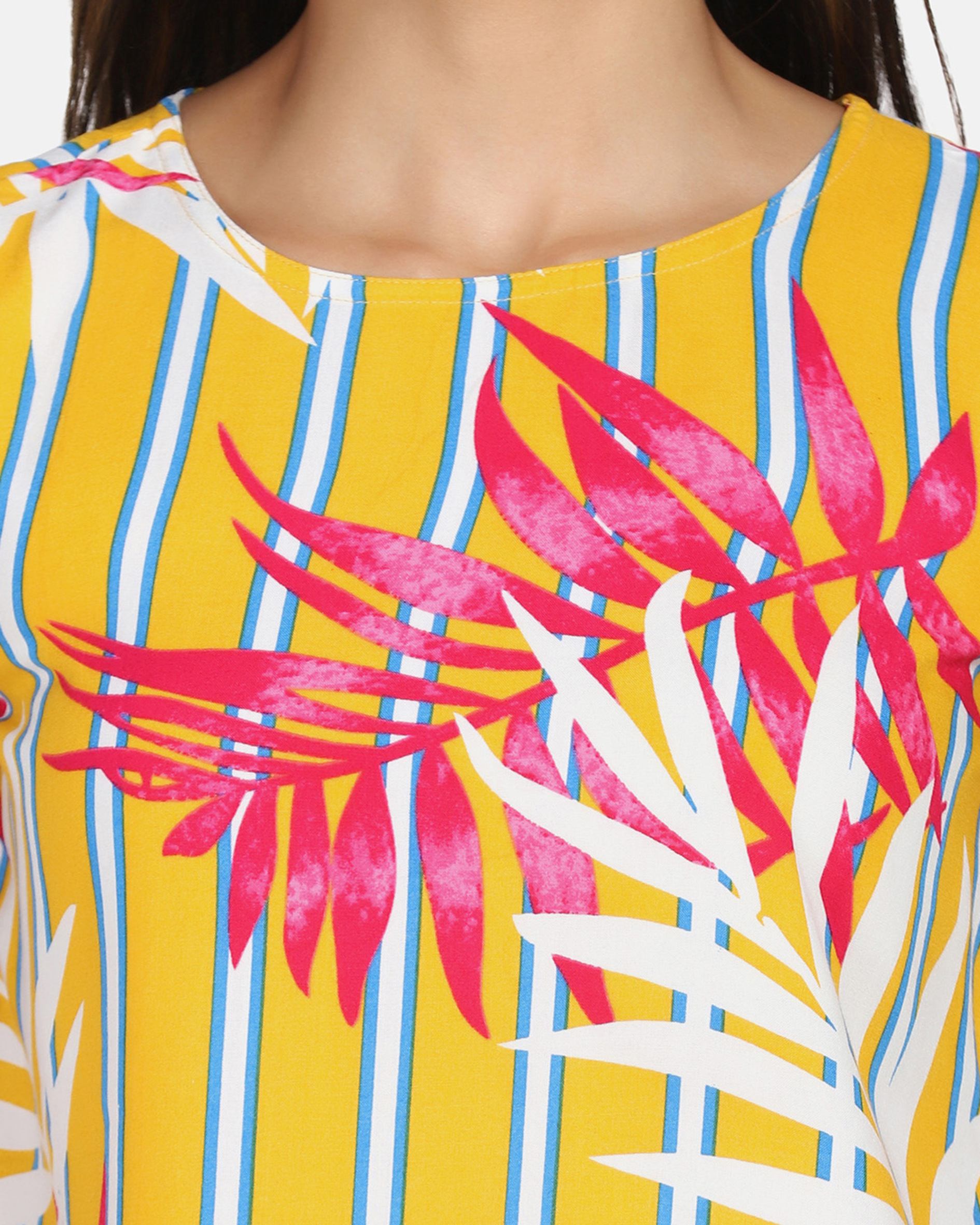 Yellow Leaf Printed Co-Ords