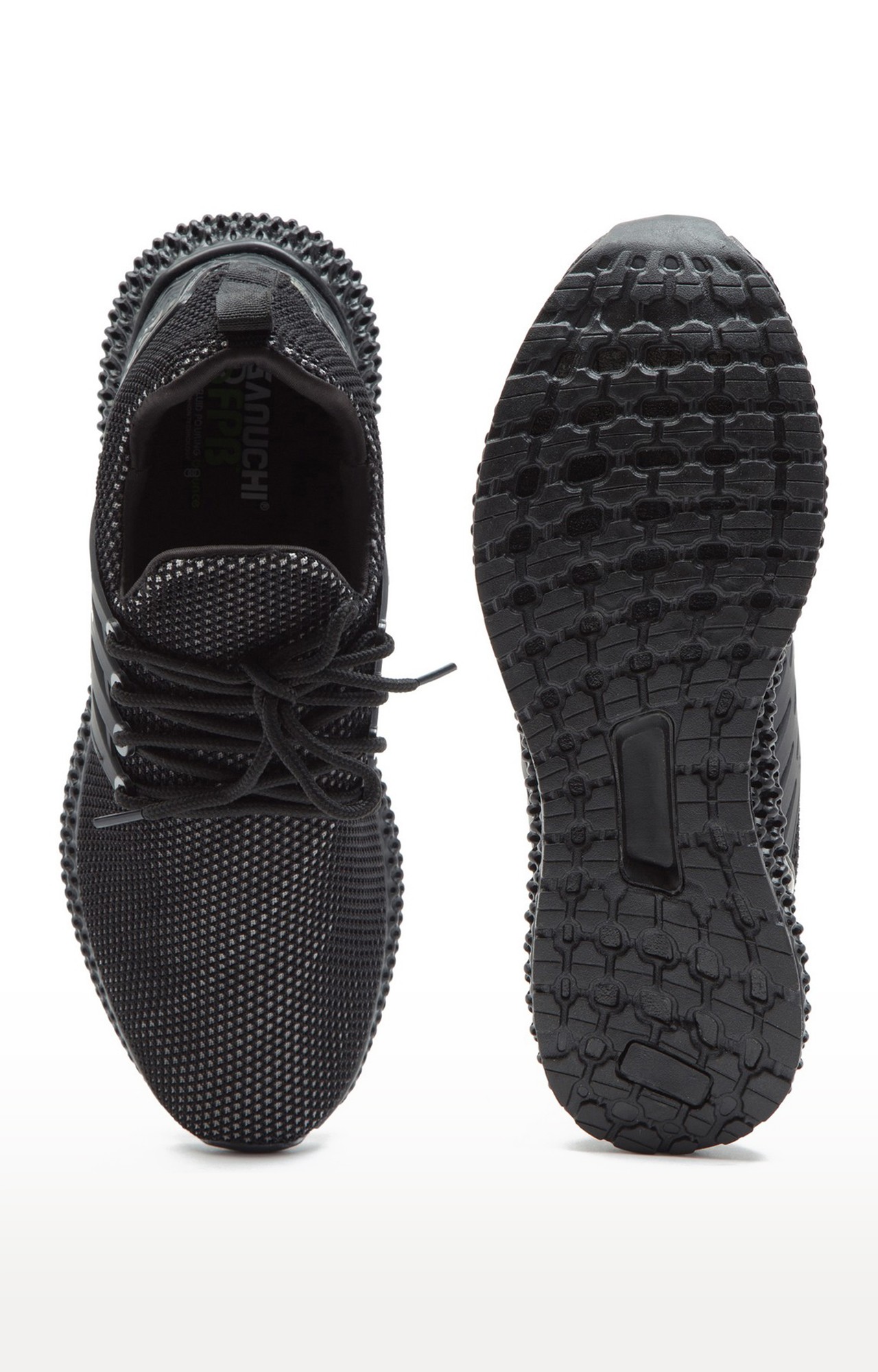 Ganuchi by Franco Leone Men's Mesh Black and Grey Running Shoes