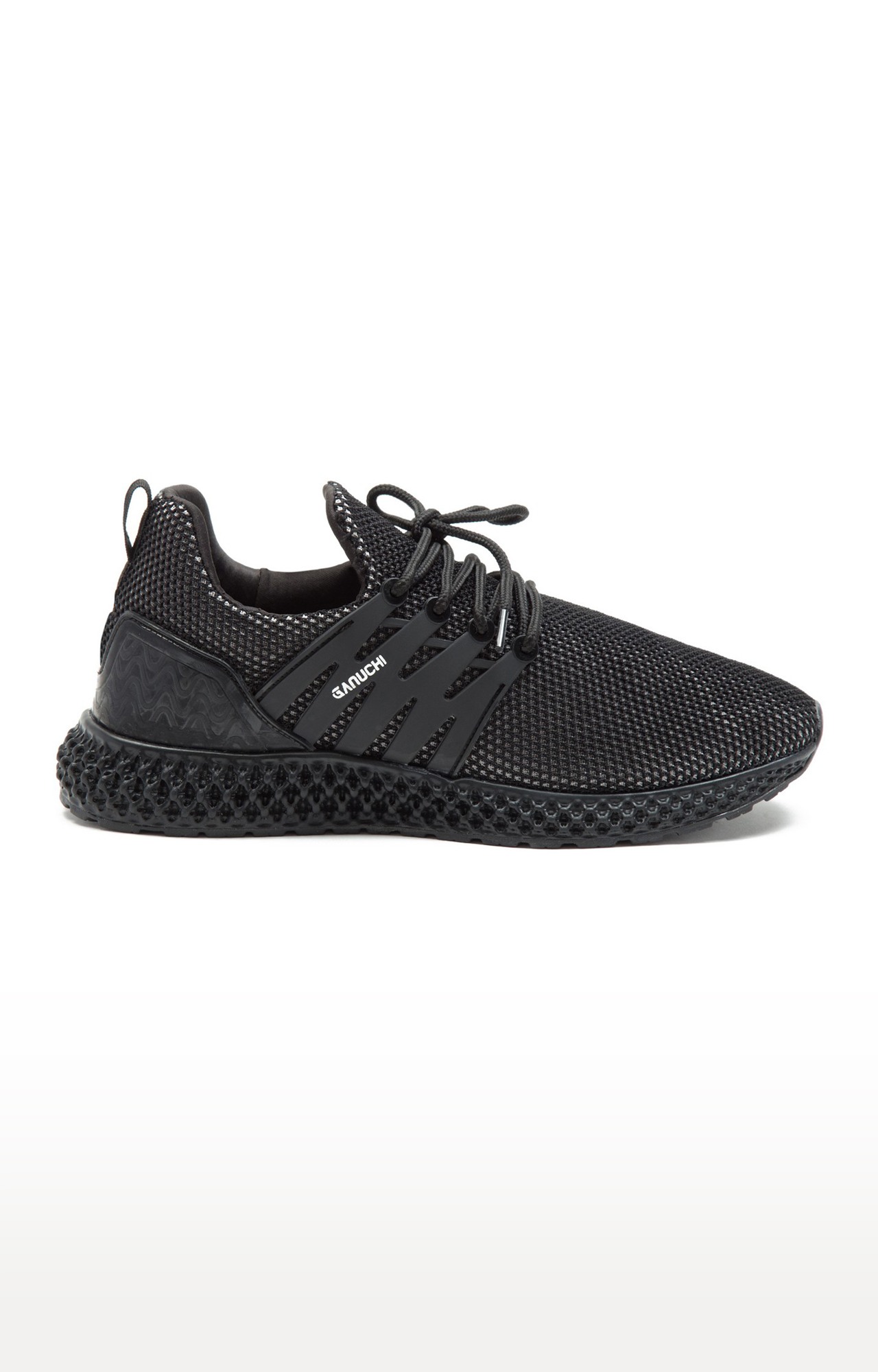 Ganuchi by Franco Leone Men's Mesh Black and Grey Running Shoes