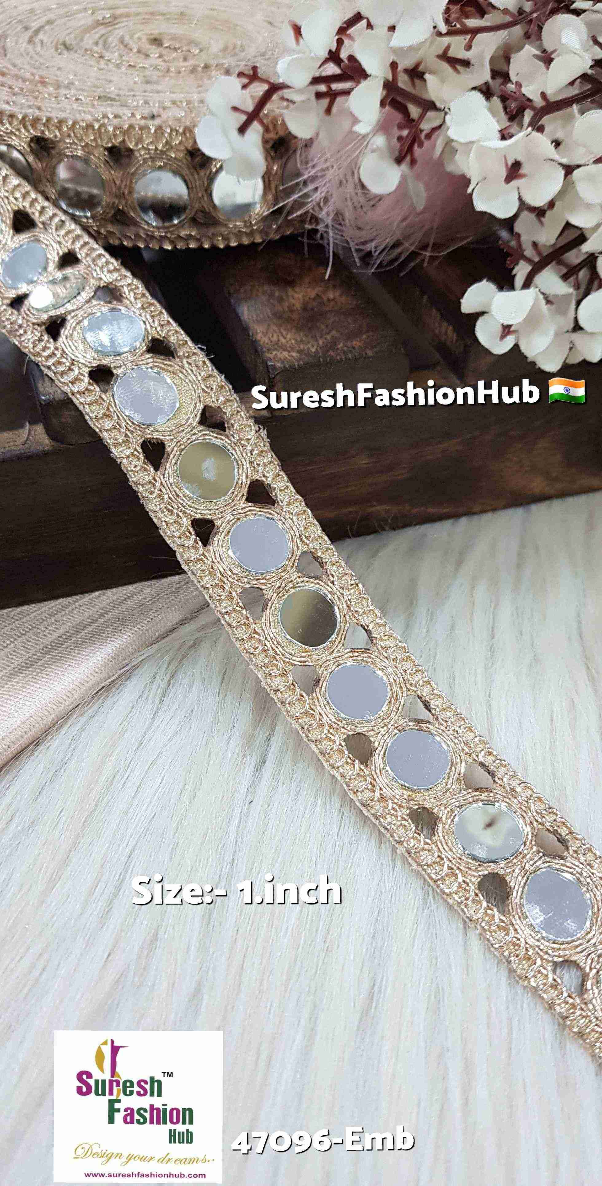 Rose Gold Mirror Cutwork Border Lace