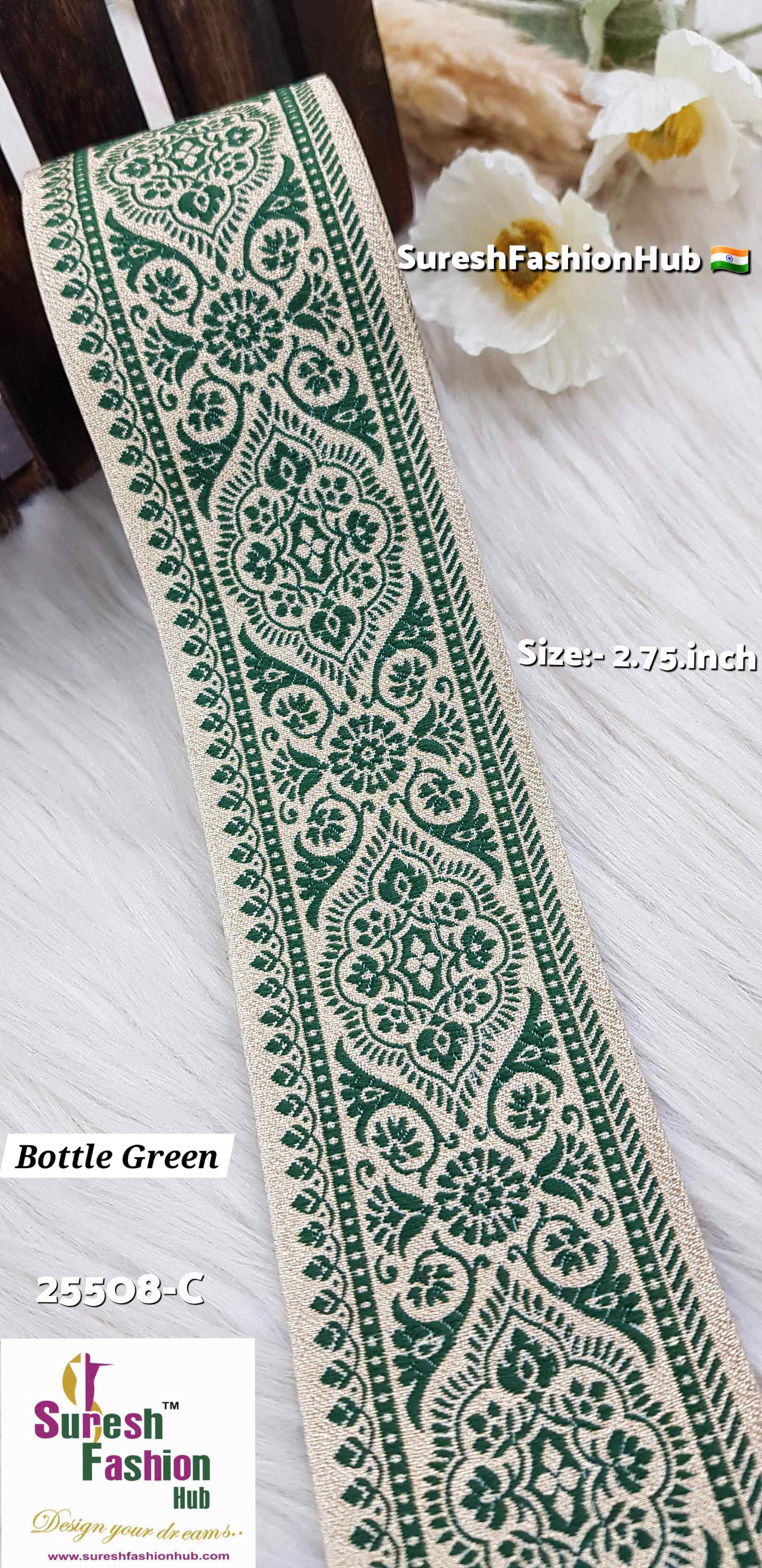 Certainly! Here are some ALT text suggestions that incorporate a variety of keywords to help improve your visibility on Google:  1. "Navratri Banarasi Laces - Traditional Indian Festive Laces" 2. "Golden Silver Banarasi Lace - Elegant Metallic Trims for Garments" 3. "Cutwork Banarasi Laces - Intricate Openwork Designs"