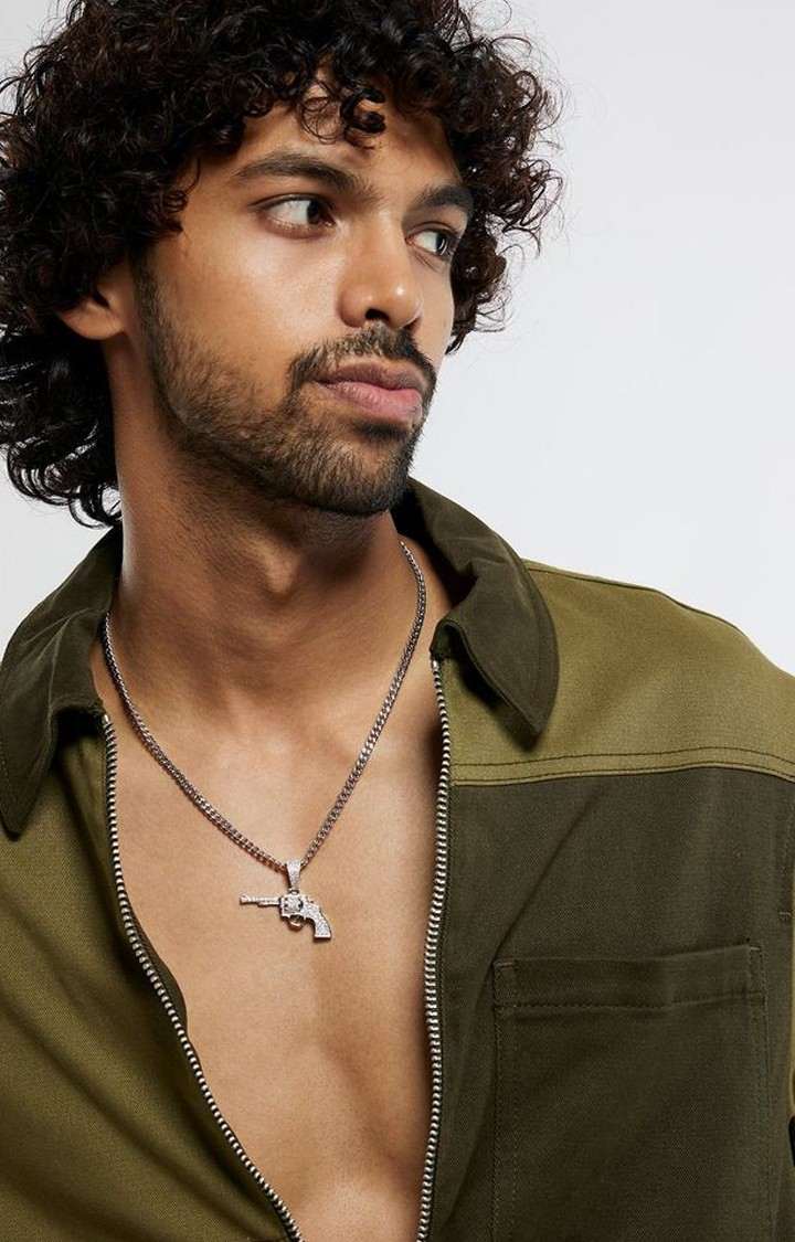 Unisex Silver Gun Pendant